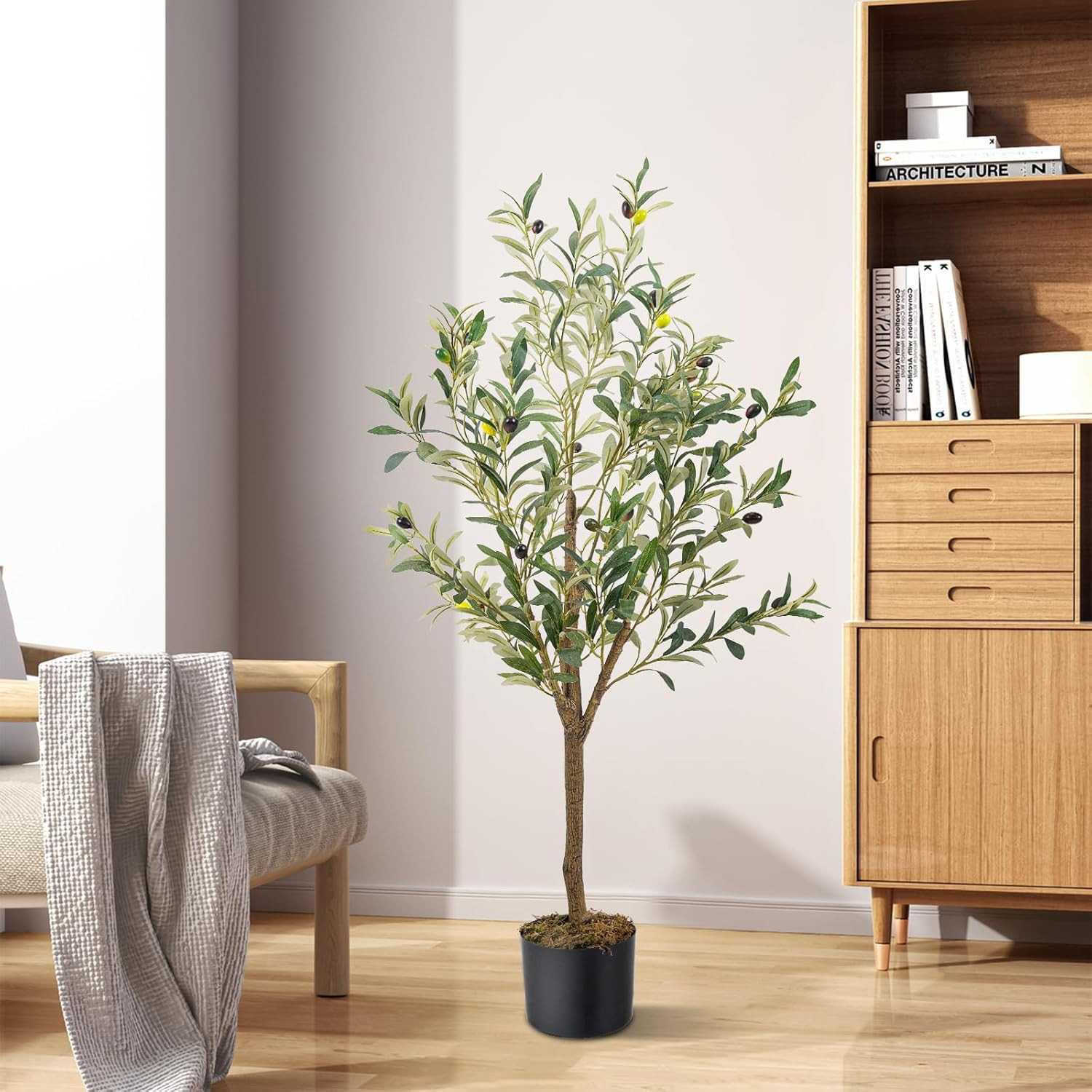 Artificial Fake Olive Tree 4FT Tall 1Pack Faux Silk Olive Tree for Home Living R