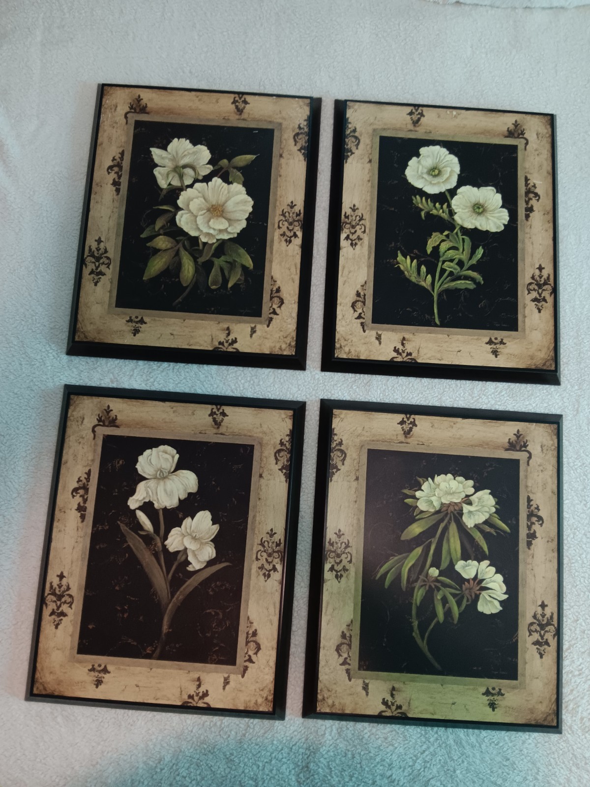 4 Piece Large Wall Art 17″L × 21″H Beautiful Framed Floral Art Work