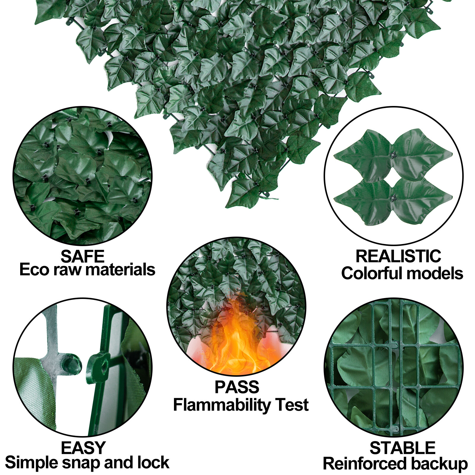 Artificial Hedge Ivy Leaf Wall Cover Outdoor Garden Fence Roll Privacy Screen