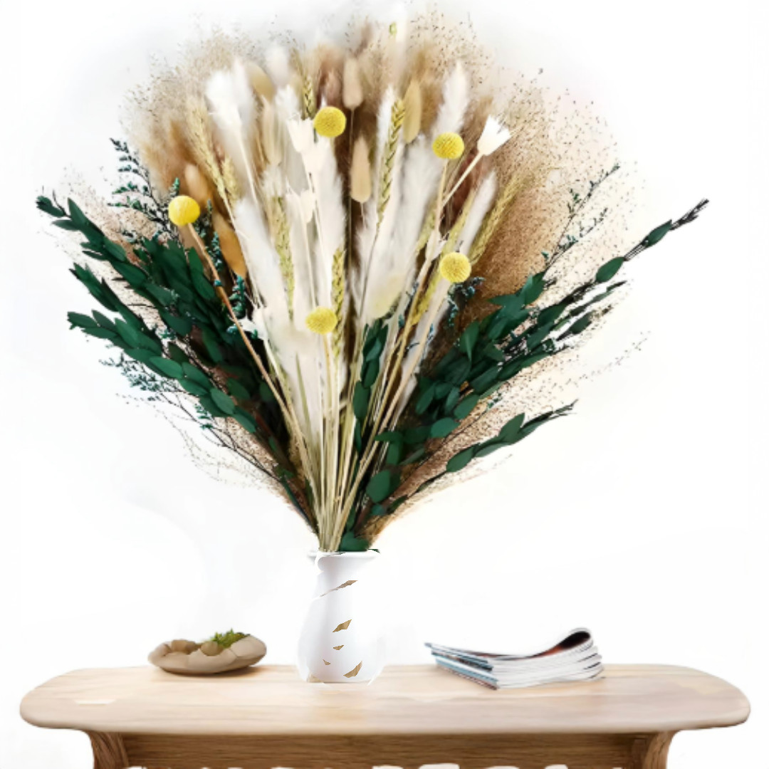75 Pcs Luxuriant & Lush Dried Pampas Grass Décor 17” Flower Arrangement #18