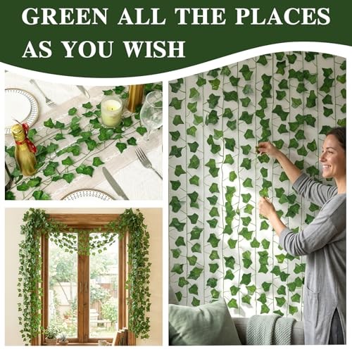 12pcs Fake Ivy Garland, 84 Ft Silk Greenery Vines for Room Decor Wall