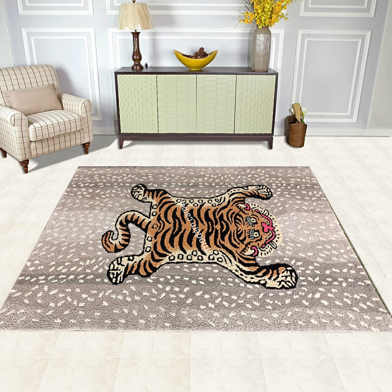 Tibetan Tiger Rugs 3×5 Feet Handmade 100% Woolen Hand Tufted For Home Decoration