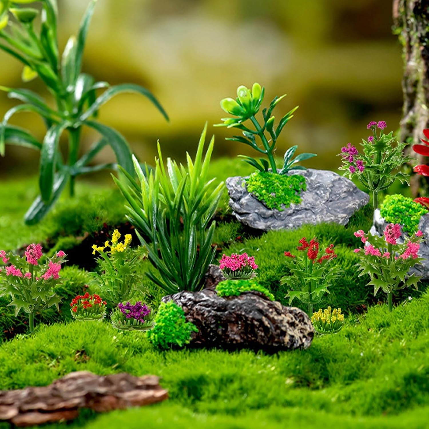 32pcs Model Trees Mixed Model Flower Trees Tree Artificial Fake Mini Flower D…