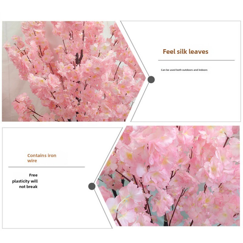 Simulation plant pot decoration bionic green plant fake green pink cherry tree