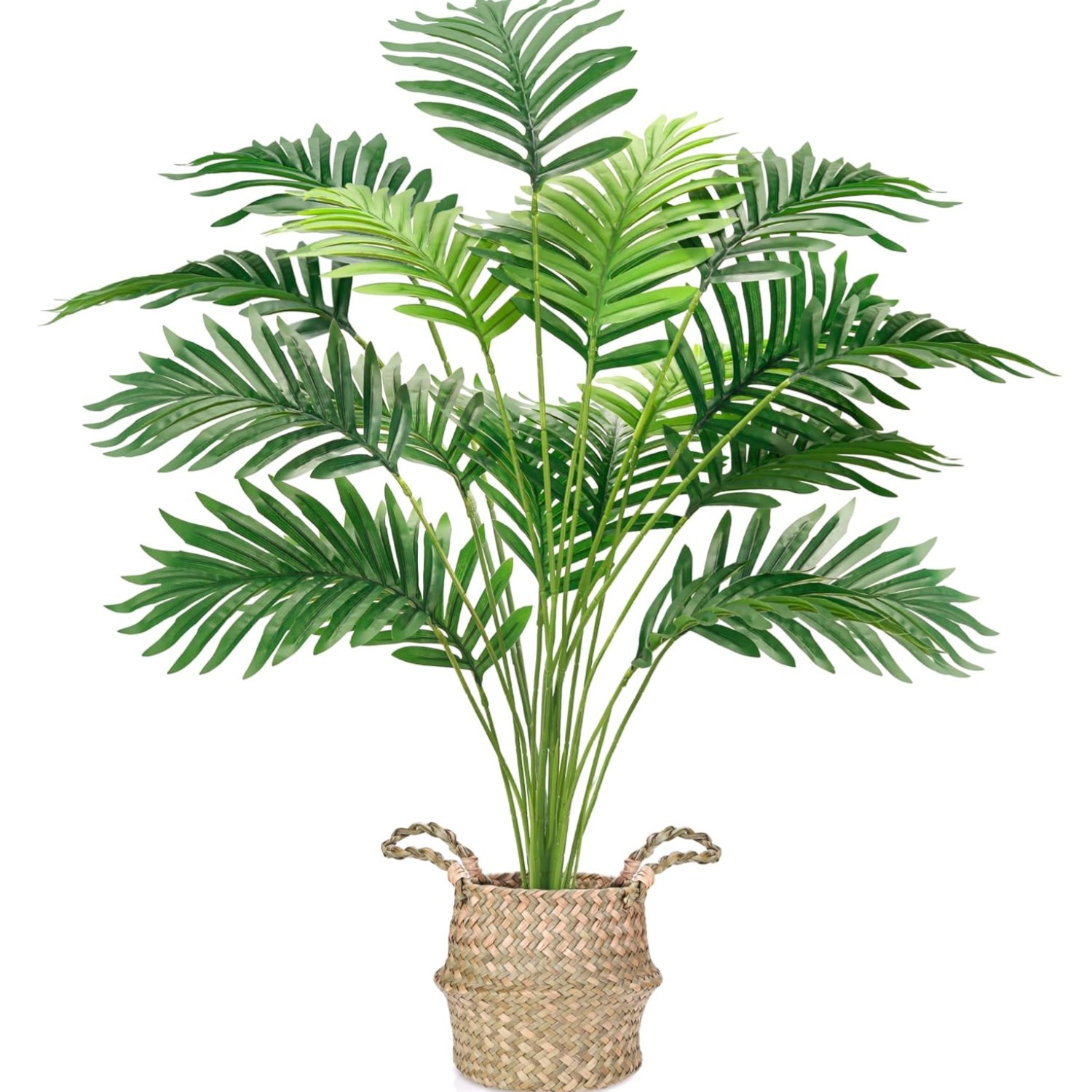 Fake Palm Tree 28Inch Faux Plant Potted Tall Fake Plant with Hand-Woven Baske…