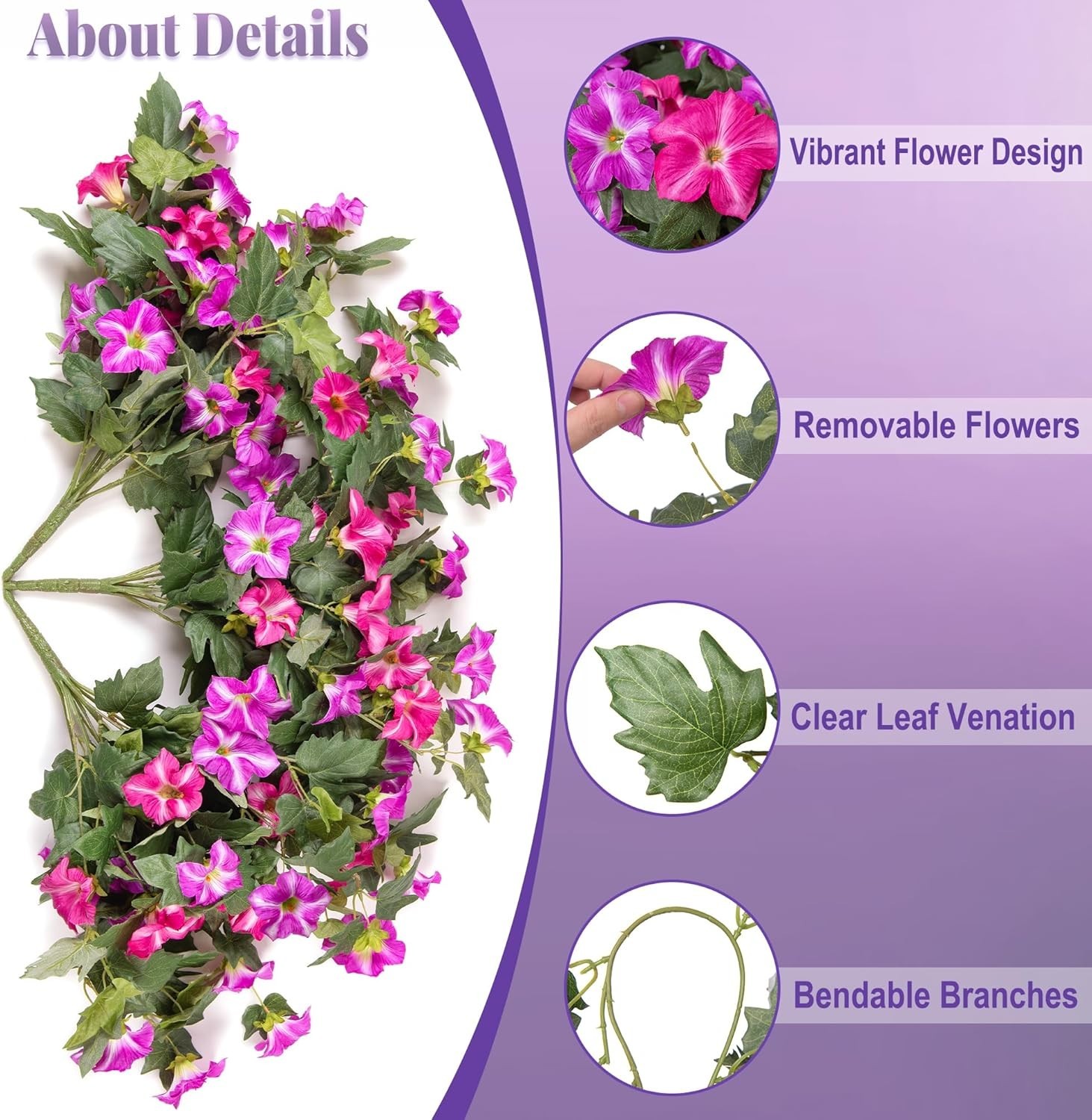 Artificial Hanging Fake Flowers with Basket Plants for Outdoor Decoration, Fa…