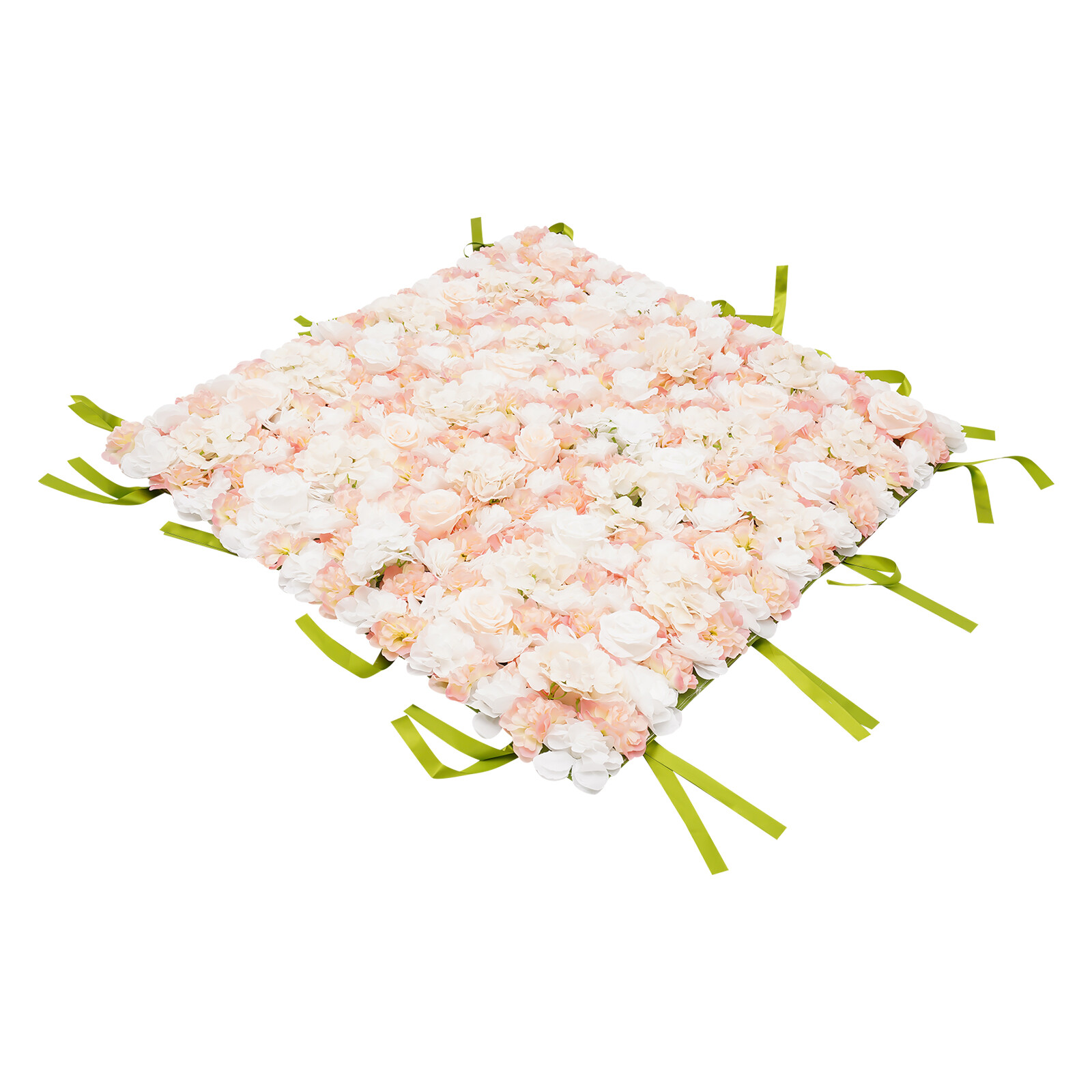 1*1m Artificial Floral Wall Champagne White Fake Floral Wall Panel W/ Pull Strap