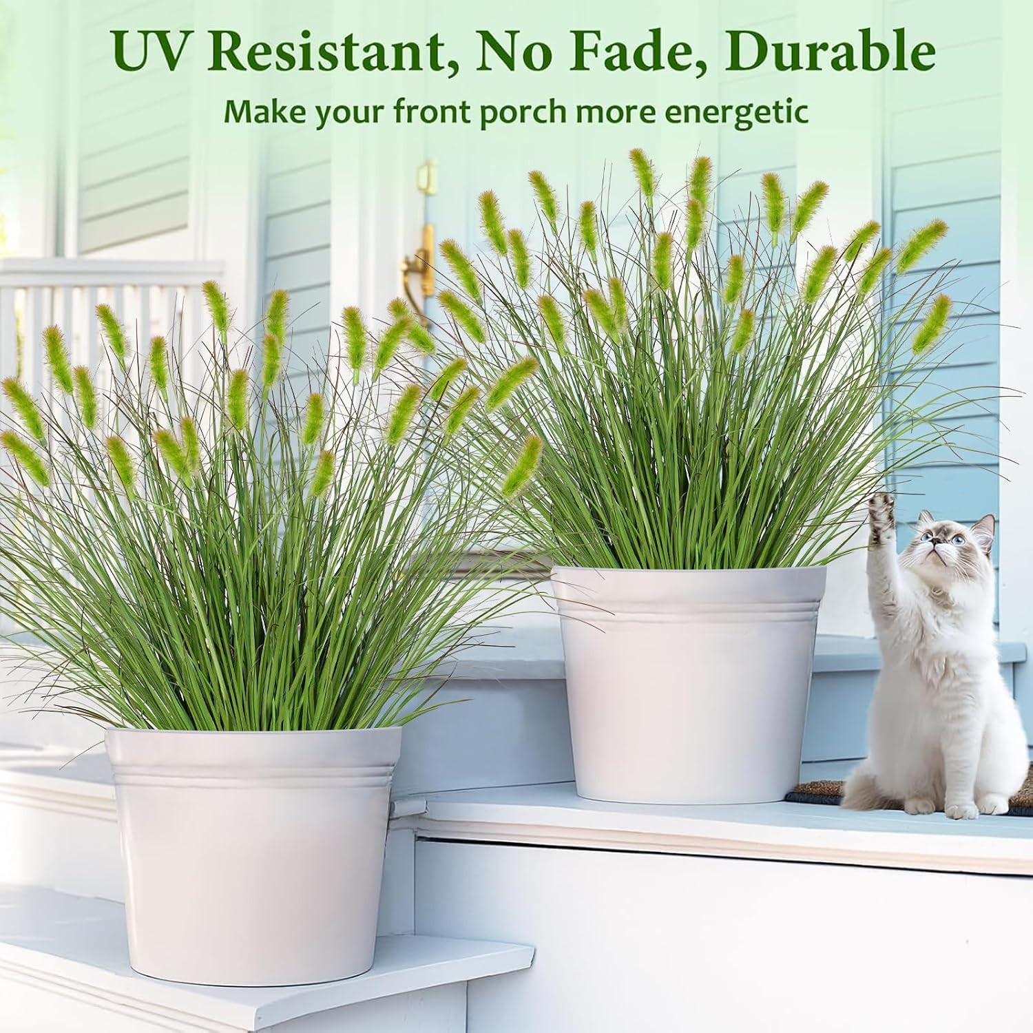 14PC Artificial Dog Tail Grass Plant UV Resistant Outdoor Ornamental Wheat Grass