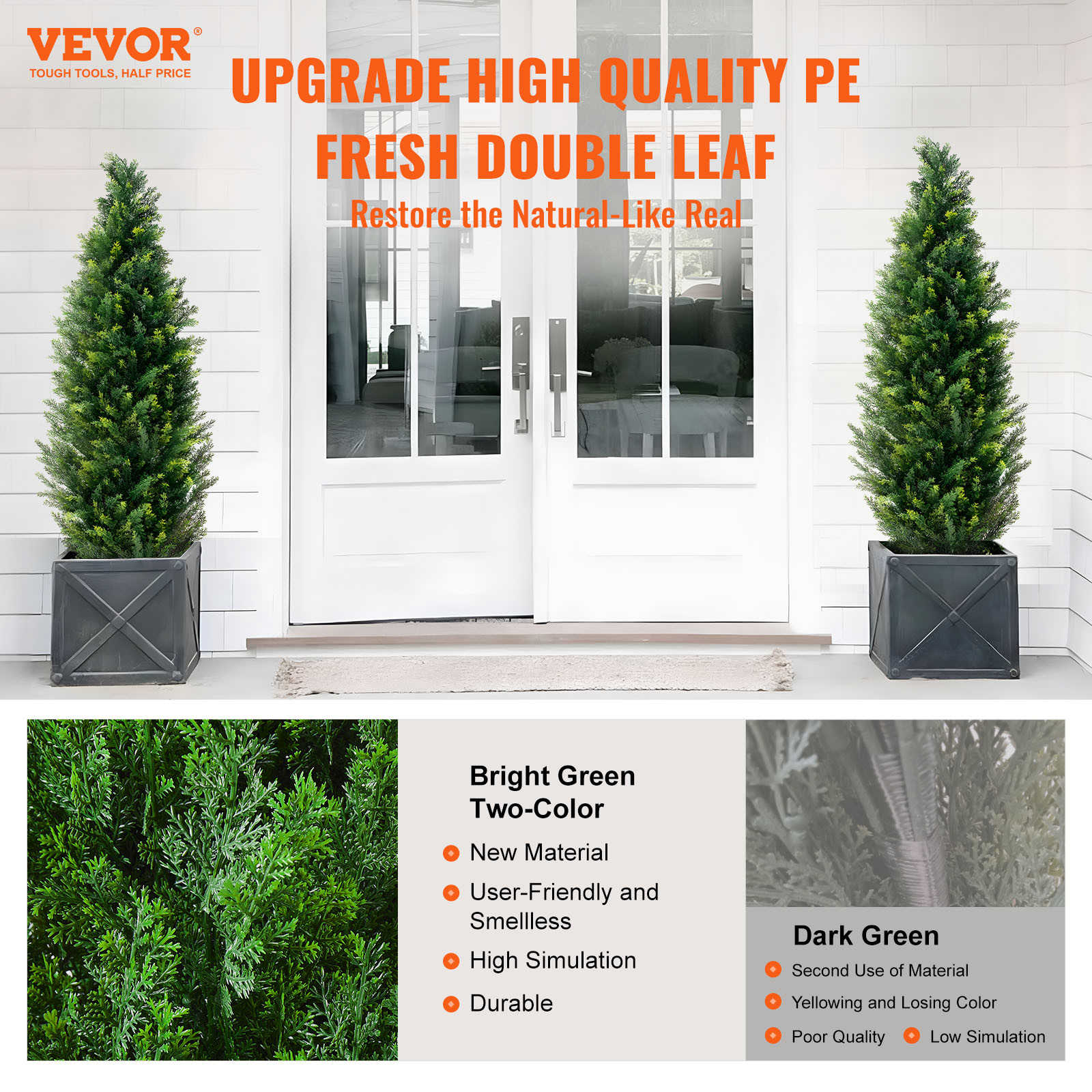 VEVOR 2 Pack 4′ Artificial Cedar Topiary Tree Faux Plant UV Decor In/Outdoor