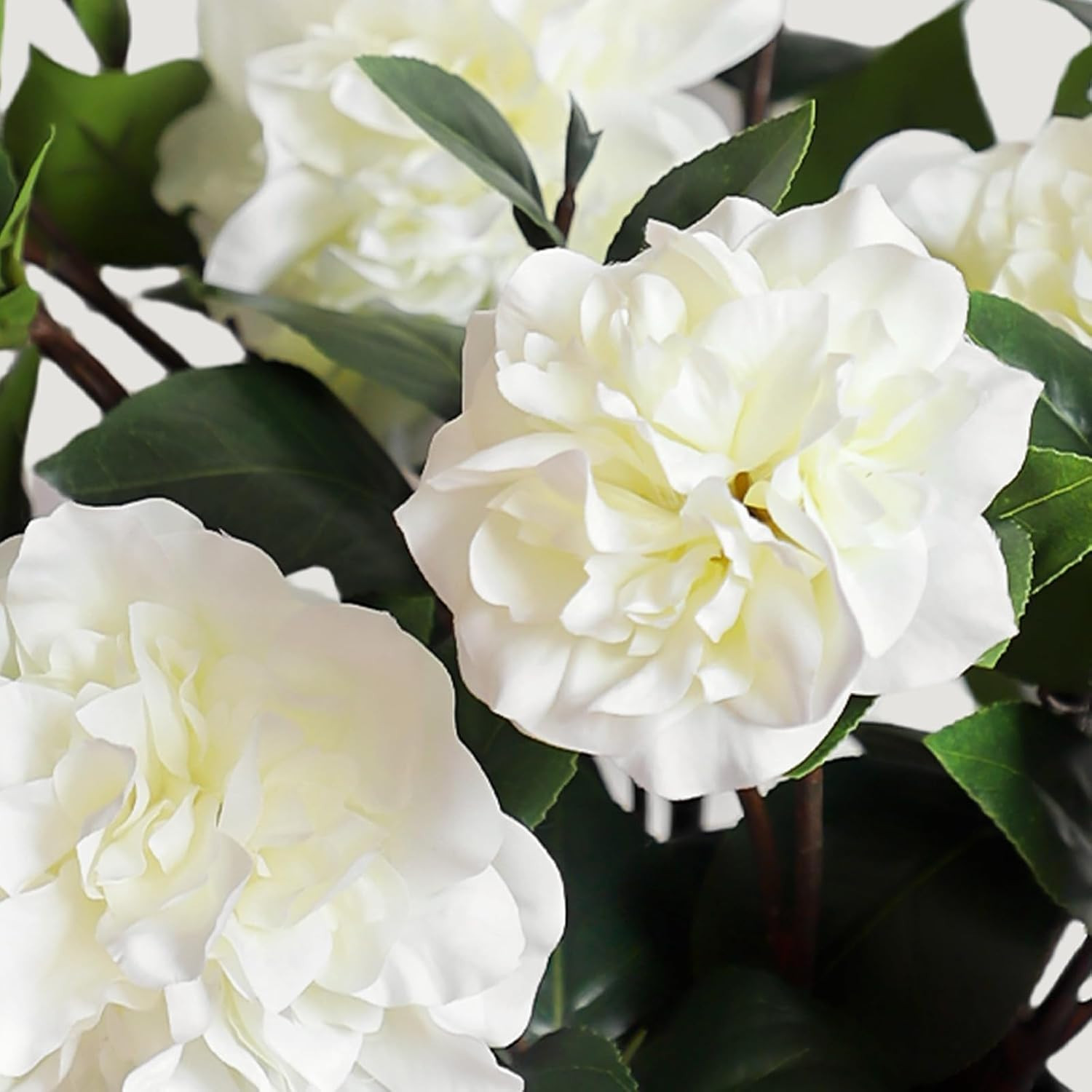 26” Faux White Camellia Flowers – 4Pcs Long Stems for Weddings & Decor
