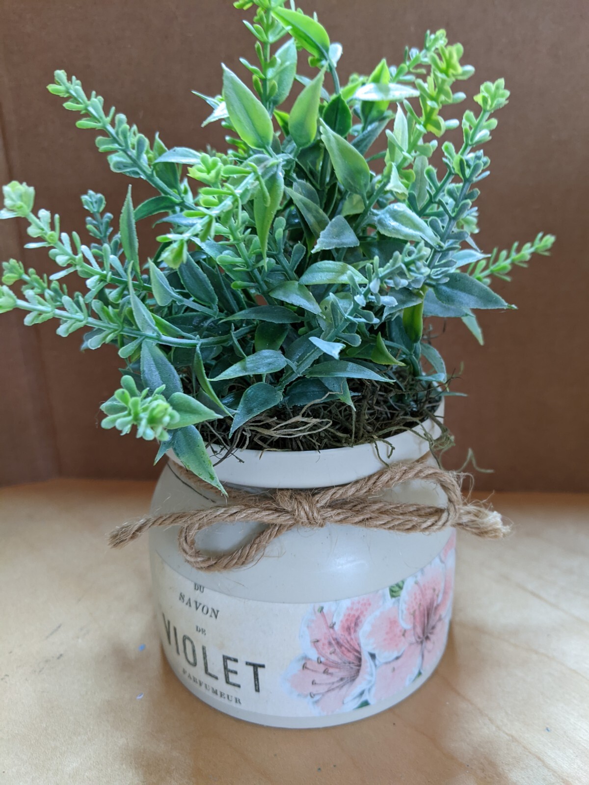 3 Faux Plants in Spring Themed Pots