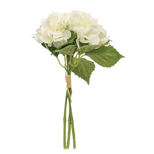 New Primitive WHITE HYDRANGEA STEM Farmhouse Cottage Chic French Country 11.5″T