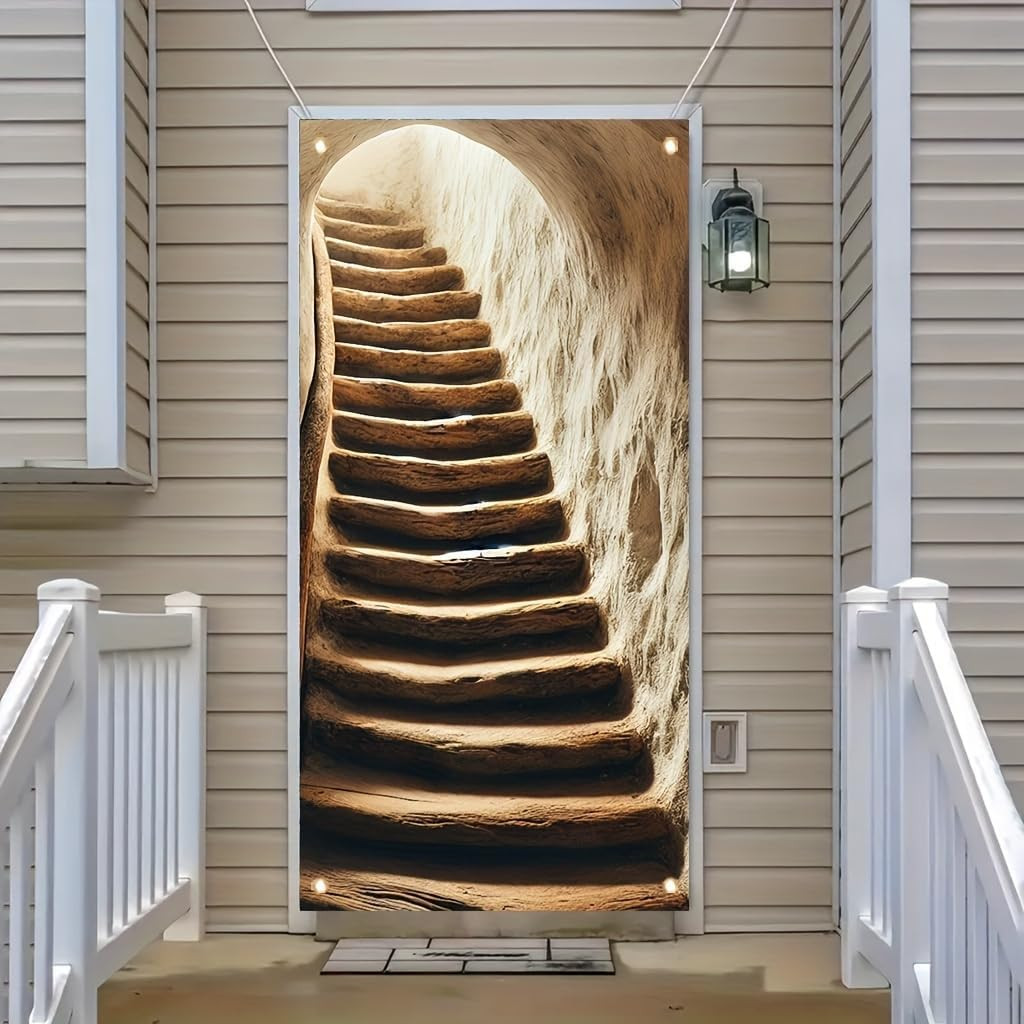 Rustic Stone Stairway 71×35 Inch Ancient Cave Steps Design Outdoor Decoration Vi