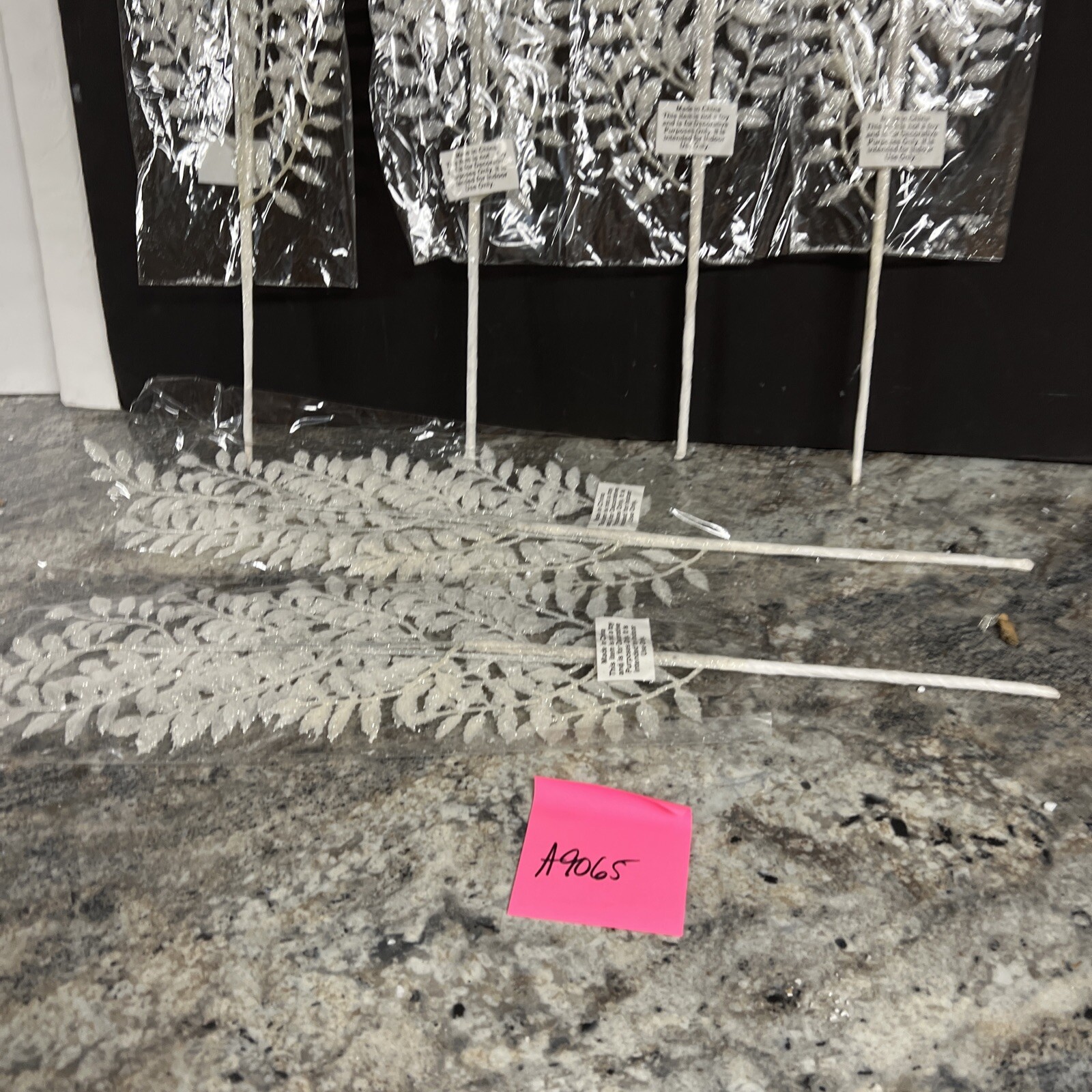 6pc Shimmering Leaf Picks Twig Branch White Valerie Parr Hill Christmas 24.5”