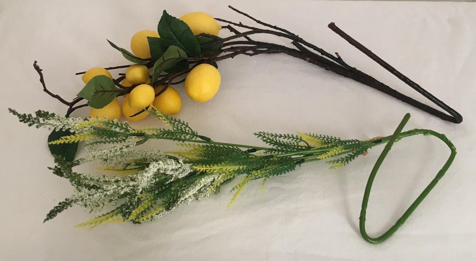 Artificial Lemon Leaf Branch Floral Fruit Decor Decoration Green Yellow 28″