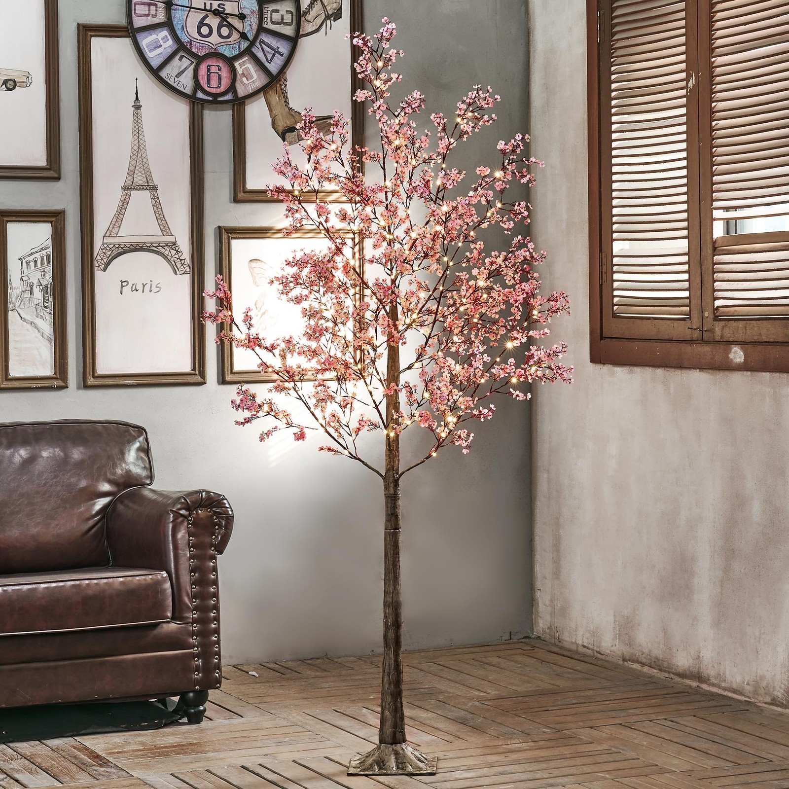 6FT Lighted Cherry Blossom Tree with 171 Warm White Lights, Artificial Sakura…