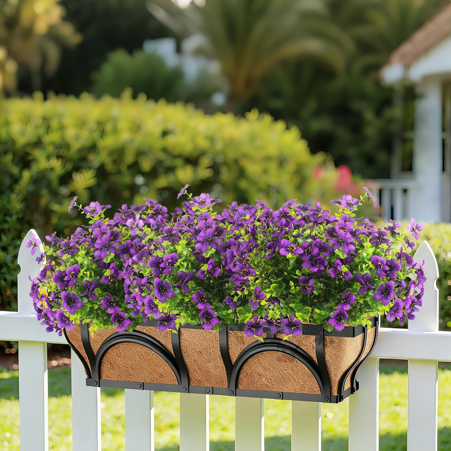 UV Resistant Purple Artificial Flowers – 20 Bundles for Outdoor Decor