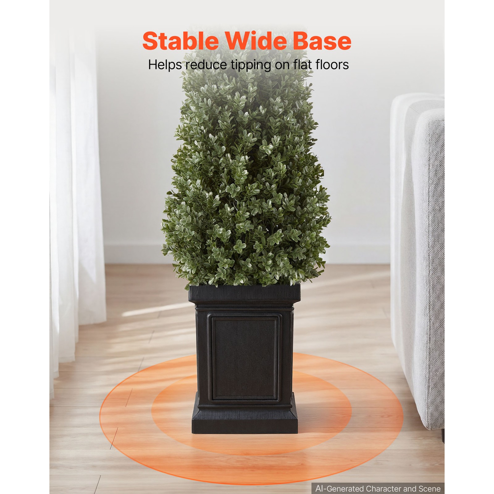 Uimoso Artificial Boxwood Topiary 3.3 Ft Set of 2 with Durable Pot Greenery PE
