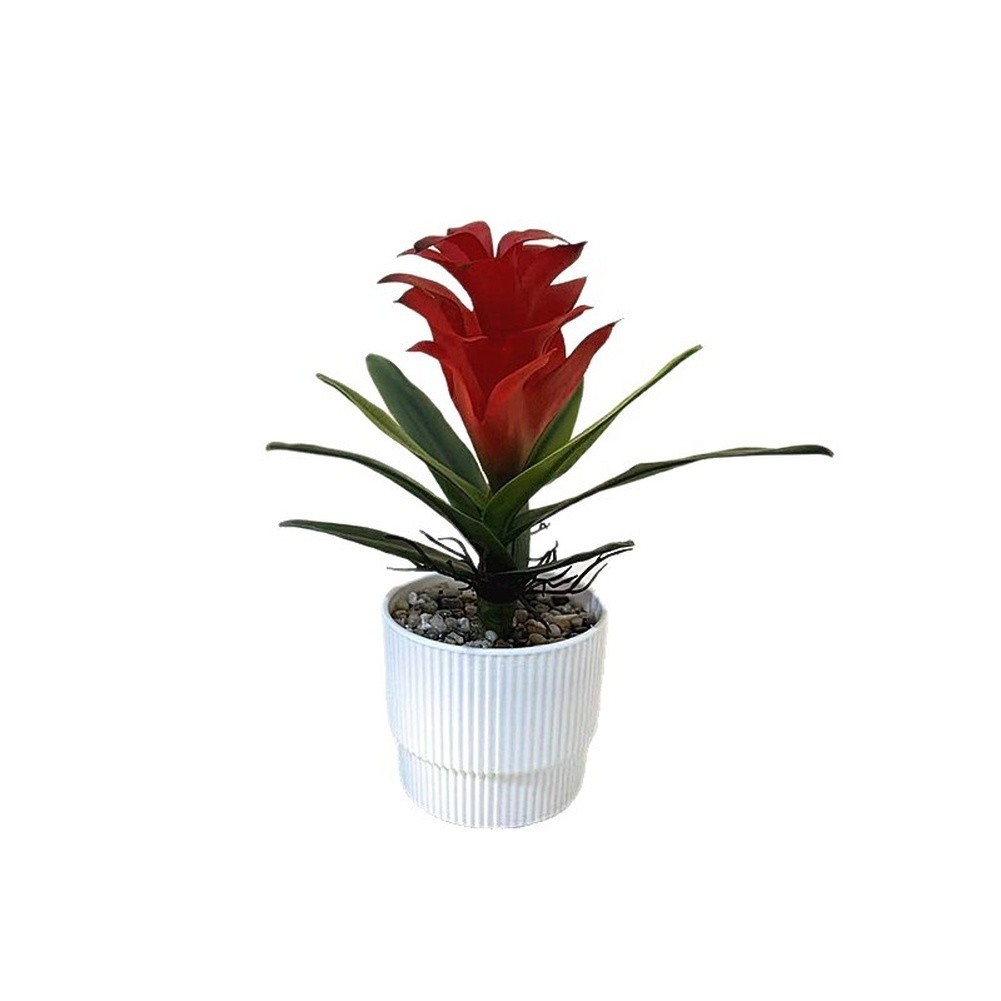 Pineapple Flower Fake Plant in Pot 21cm Tall for Indoor For Table Decor