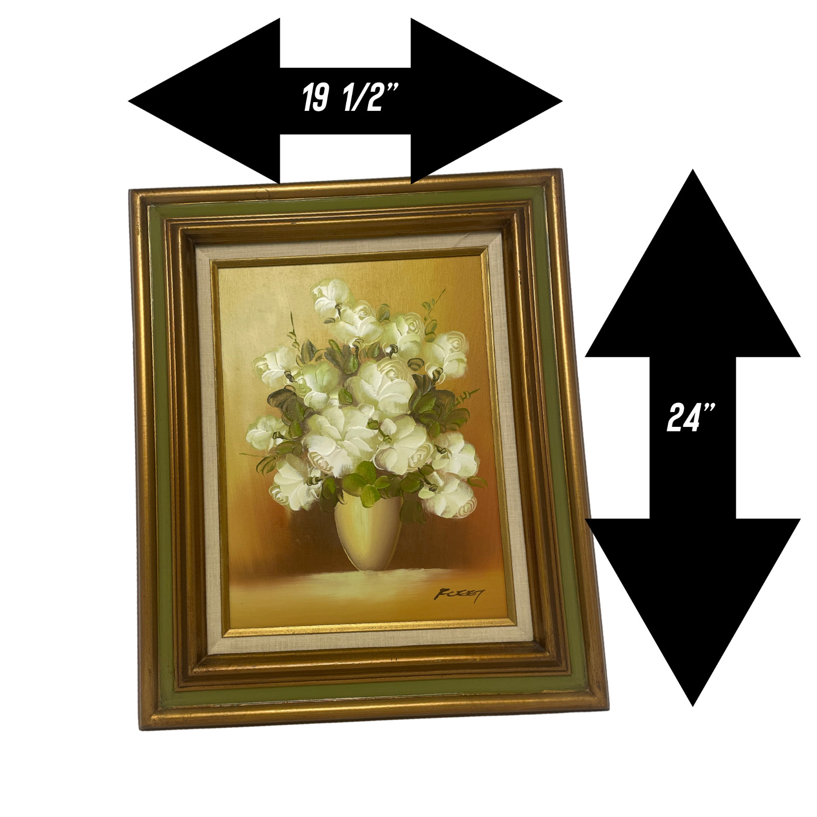 Vintage Floral Framed Wall Art Oil Painting Farmhouse Decor Living Room