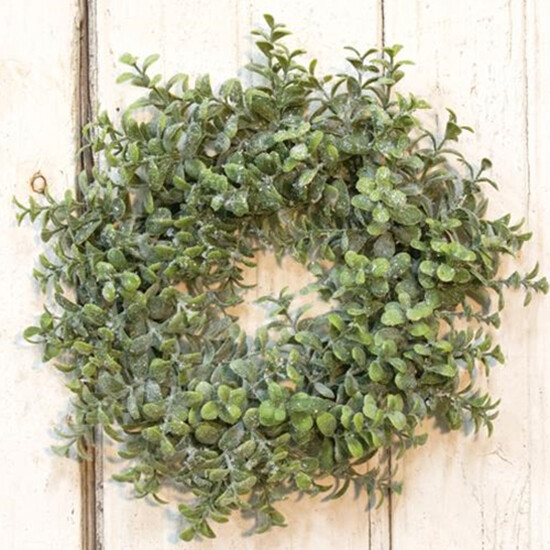 Ice Pebble Eucalyptus Candle Ring / Wreath 6″ In / 11″ Out Diameters Farmhouse