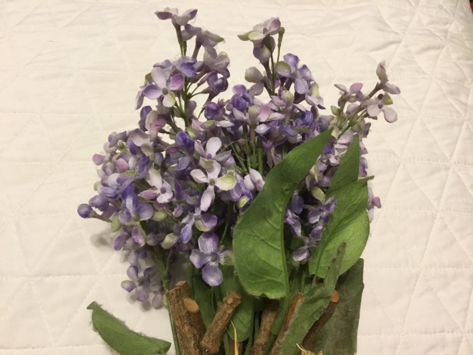 Vintage Home Interiors Purple Lilac Floral Wood stems Bouquet/ Lavender