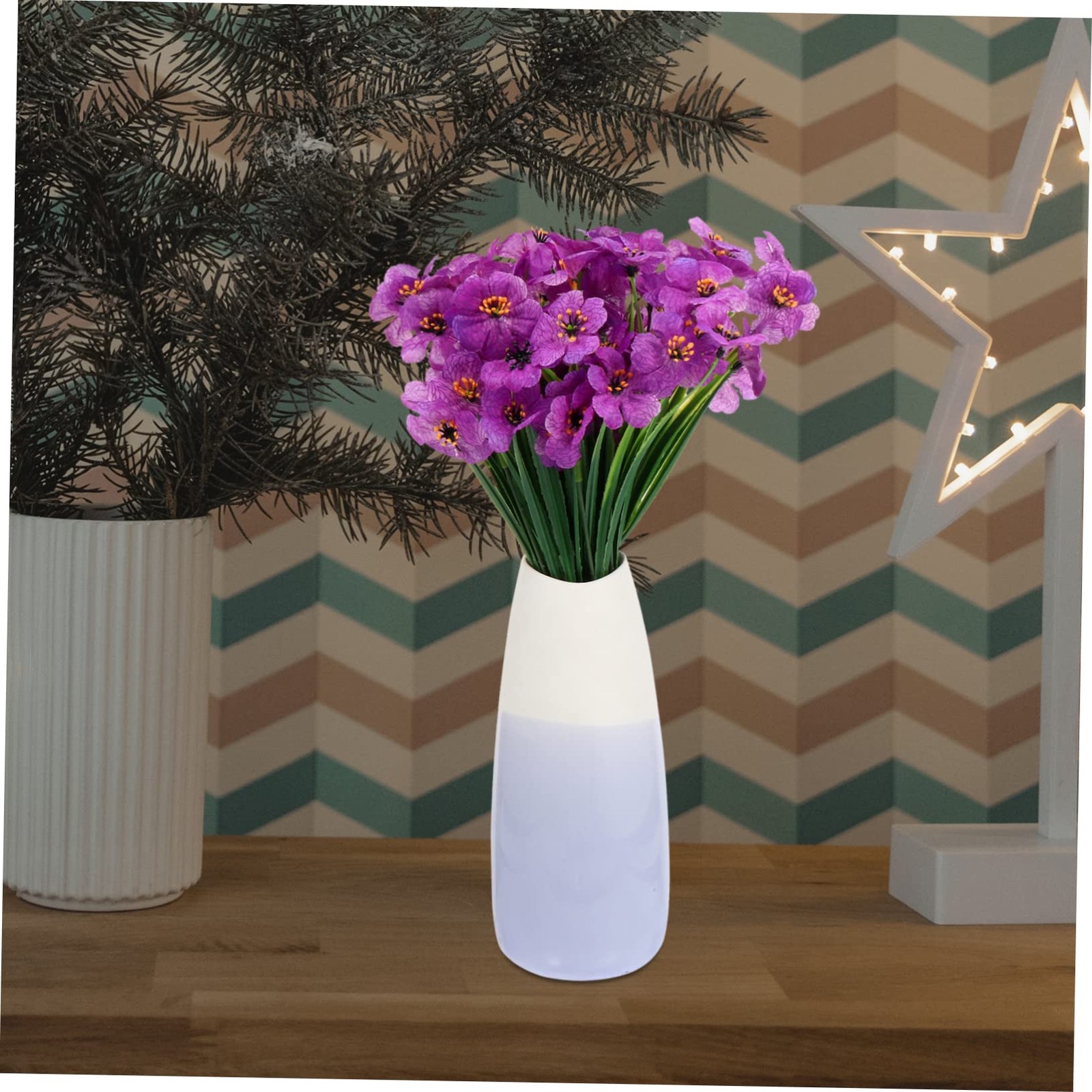 Simulated Violet Flowers 4 Pcs Faux African Violets with Silk Stems 11.41X5.9…