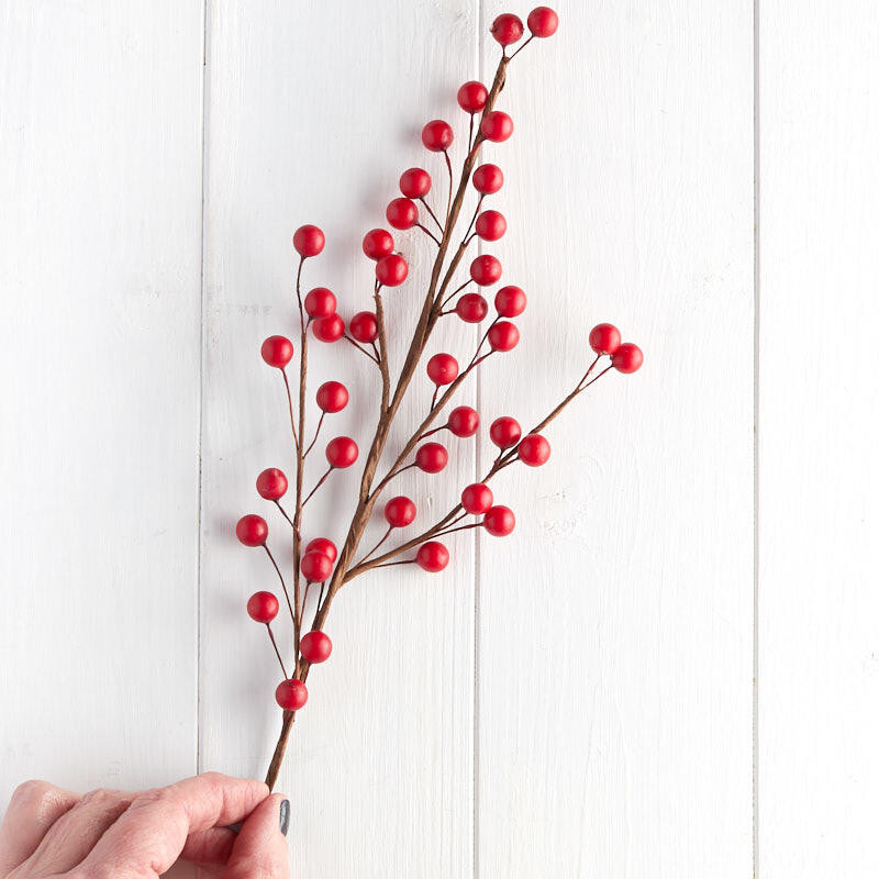 Case of 144 Rich Red Artificial Berry 22″ Stems for Holiday and Decor