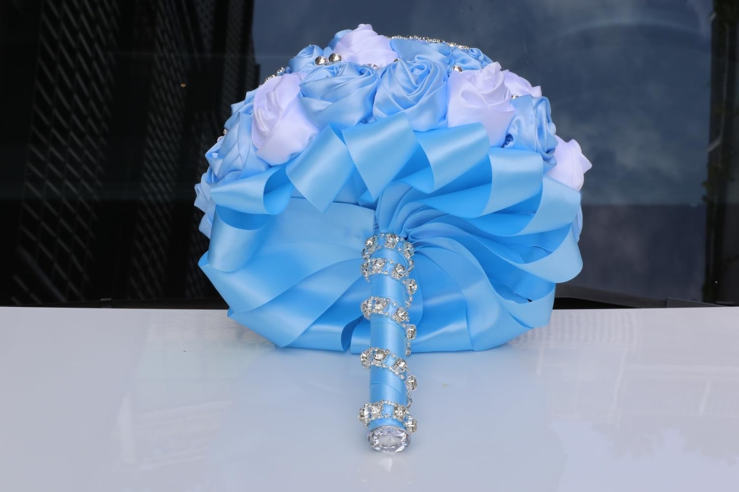 Light Blue and White Wedding Bridal Bouquet for Bride Bridesmaid Quinceanera …