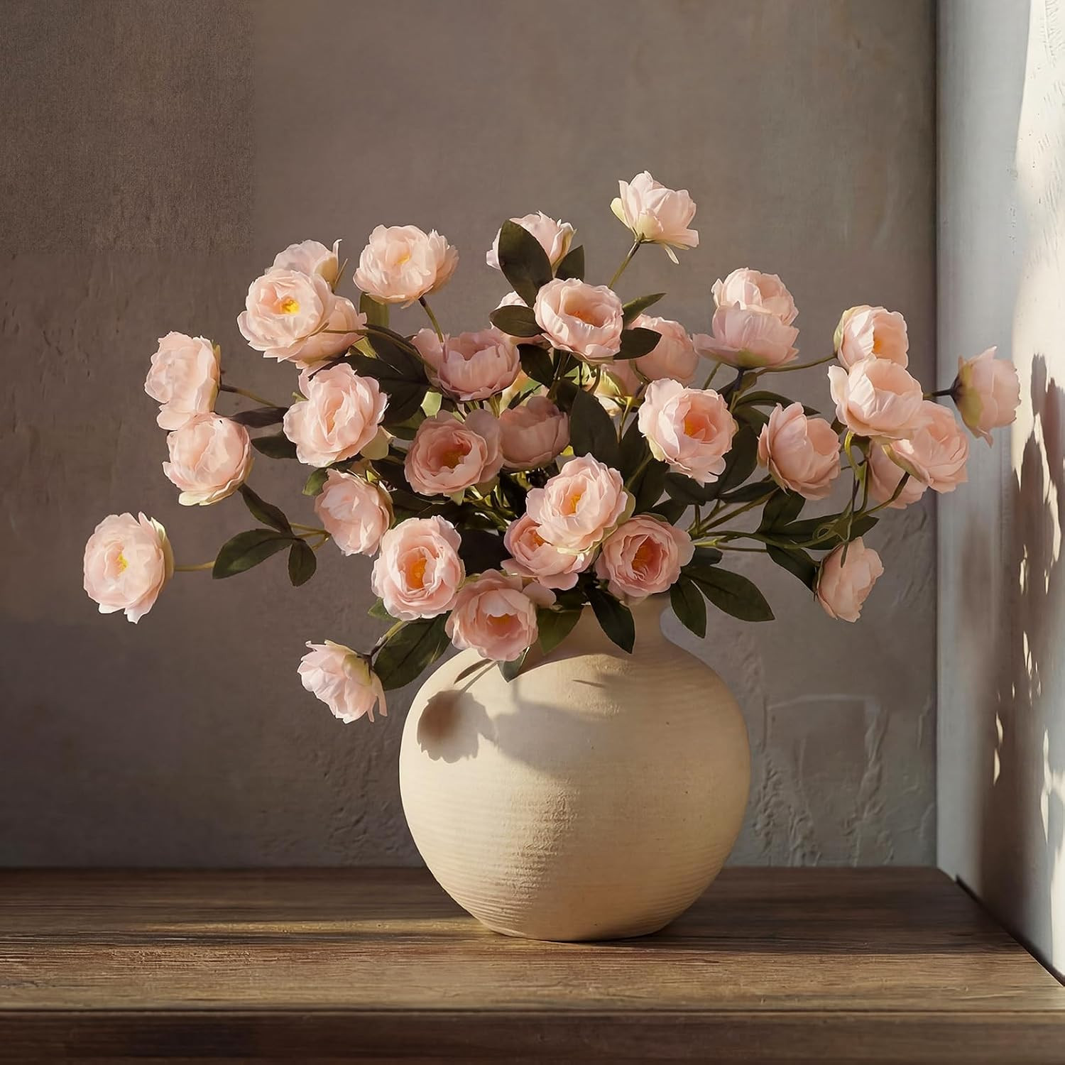 32″ Large Pink Faux Silk Peony Stems – 6 Pcs for Home Decor & Weddings