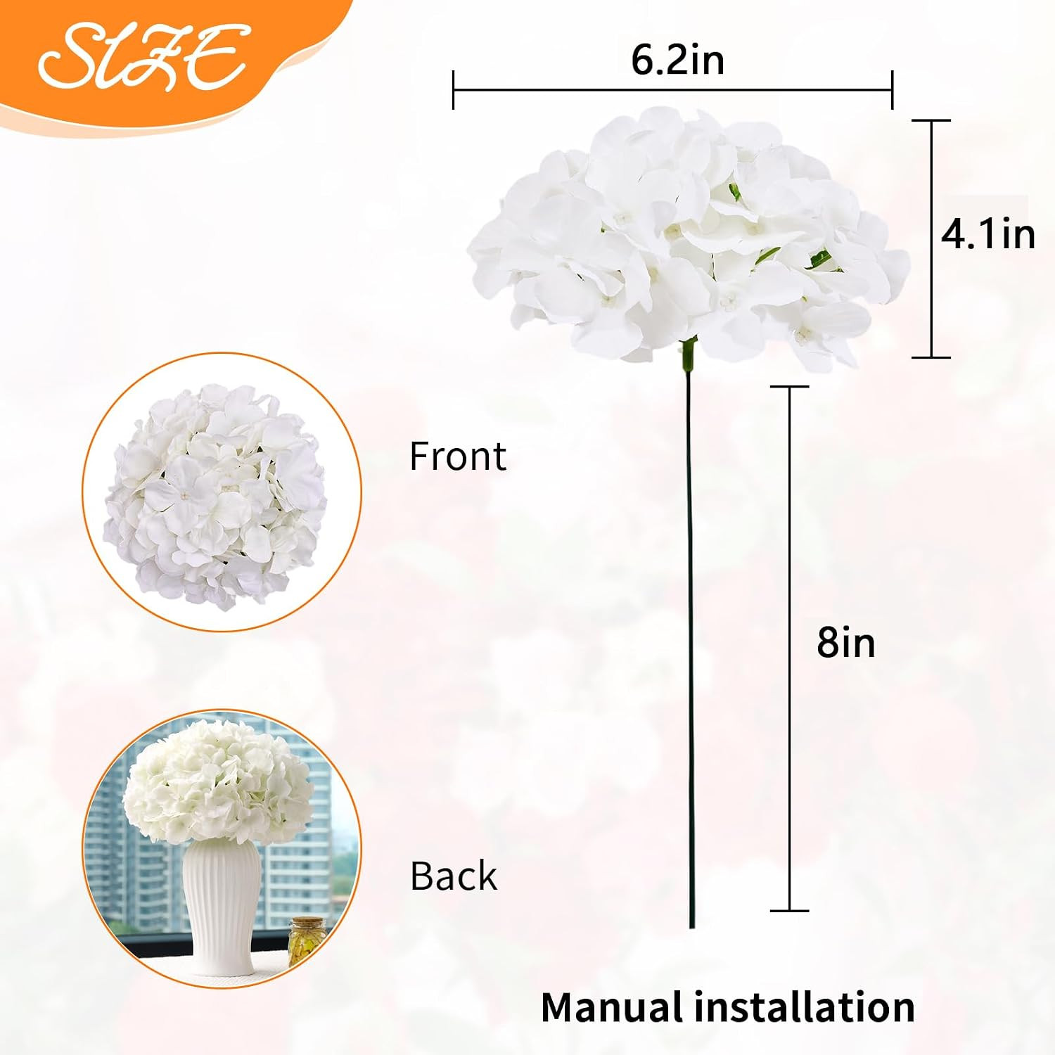 100 PCS Ivory Hydrangea Artificial Flowers, Faux Hydrangea Flowers Silk Full Flo