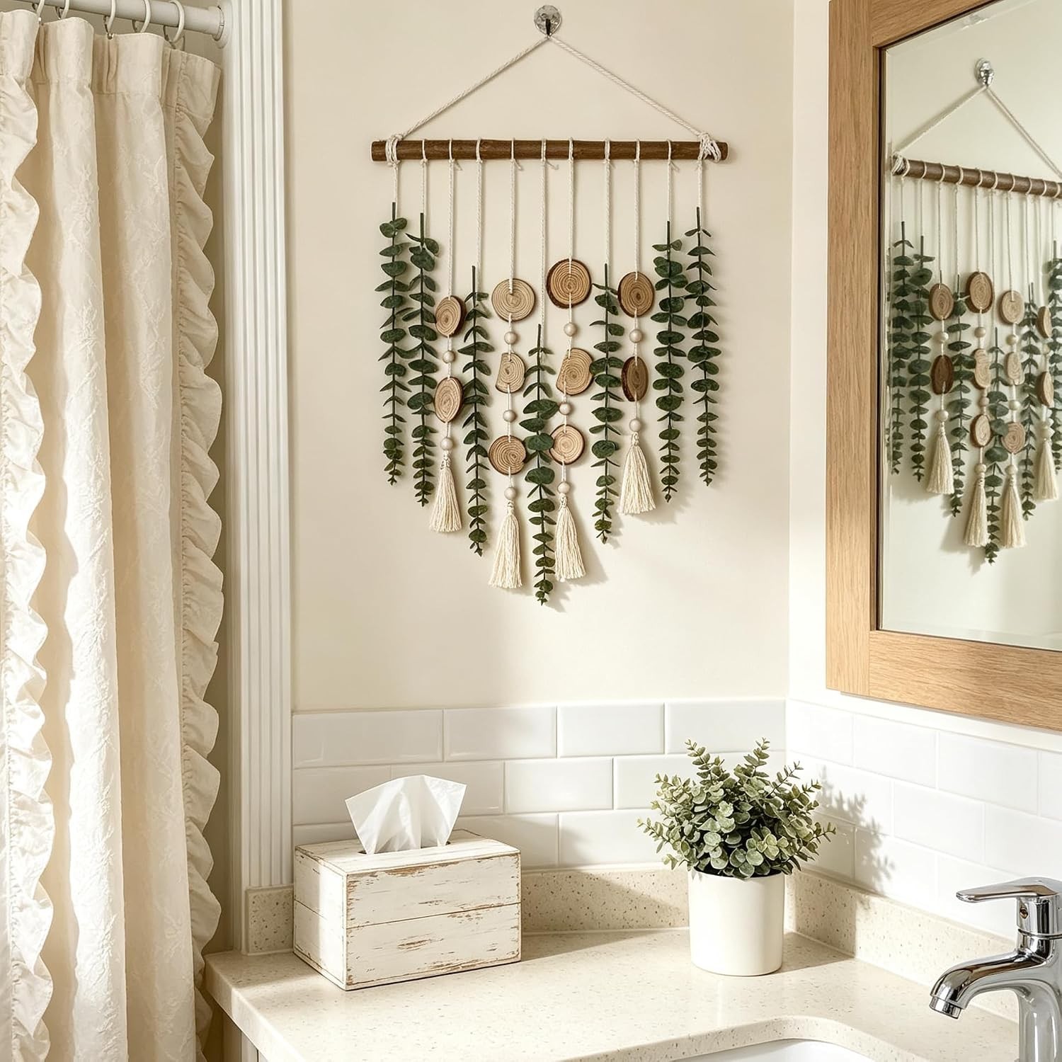 Artificial Eucalyptus Wall Decor Fake Greenery Leaves Stems Wall Hanging Plan…