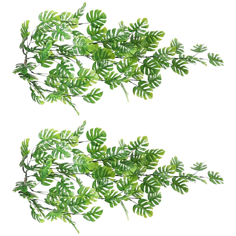 2 Pcs Fake Monstera Leaf Hanging Plants Artificial That Monestera Vine