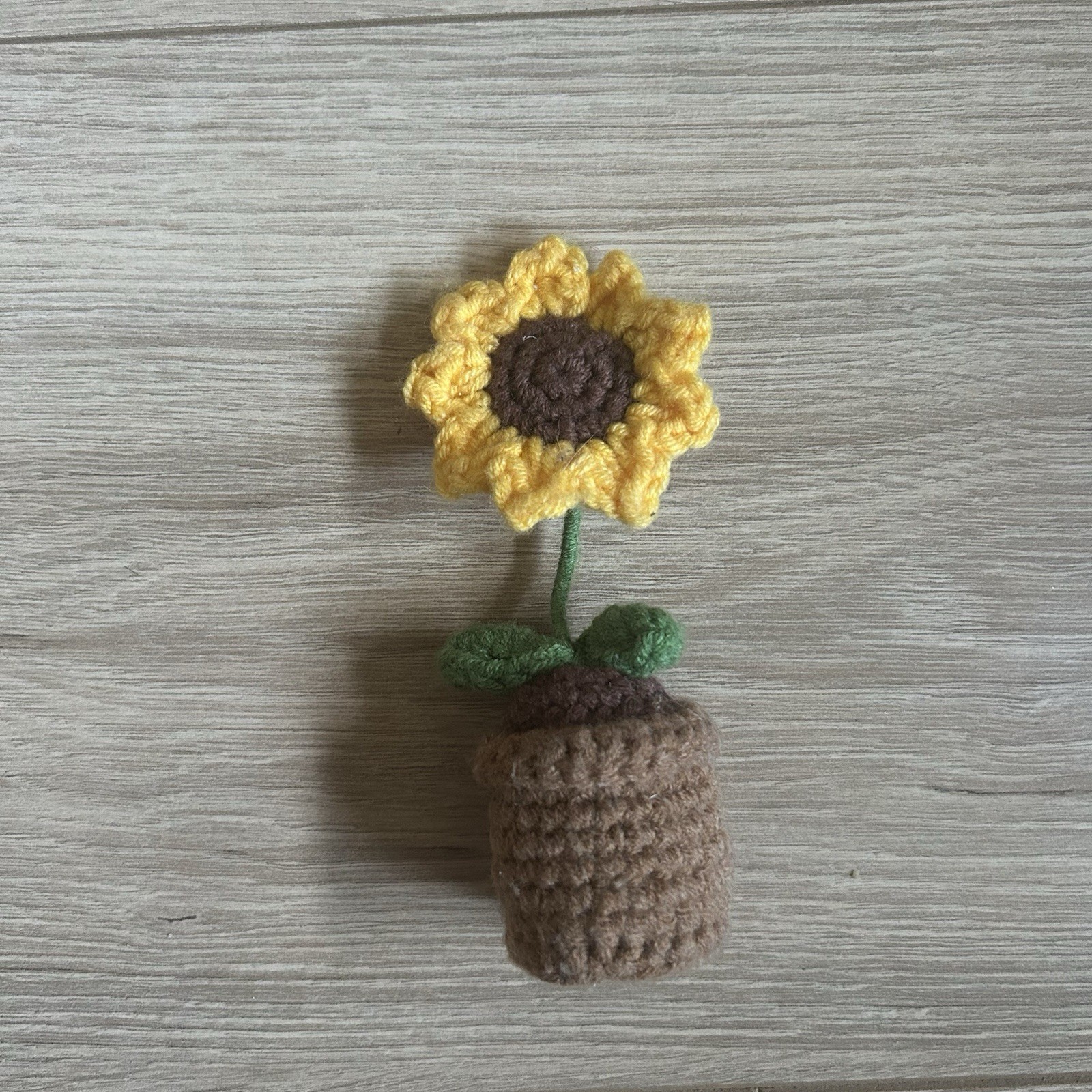 Crochet Sunflower Mini Flower Pot Plant Decor