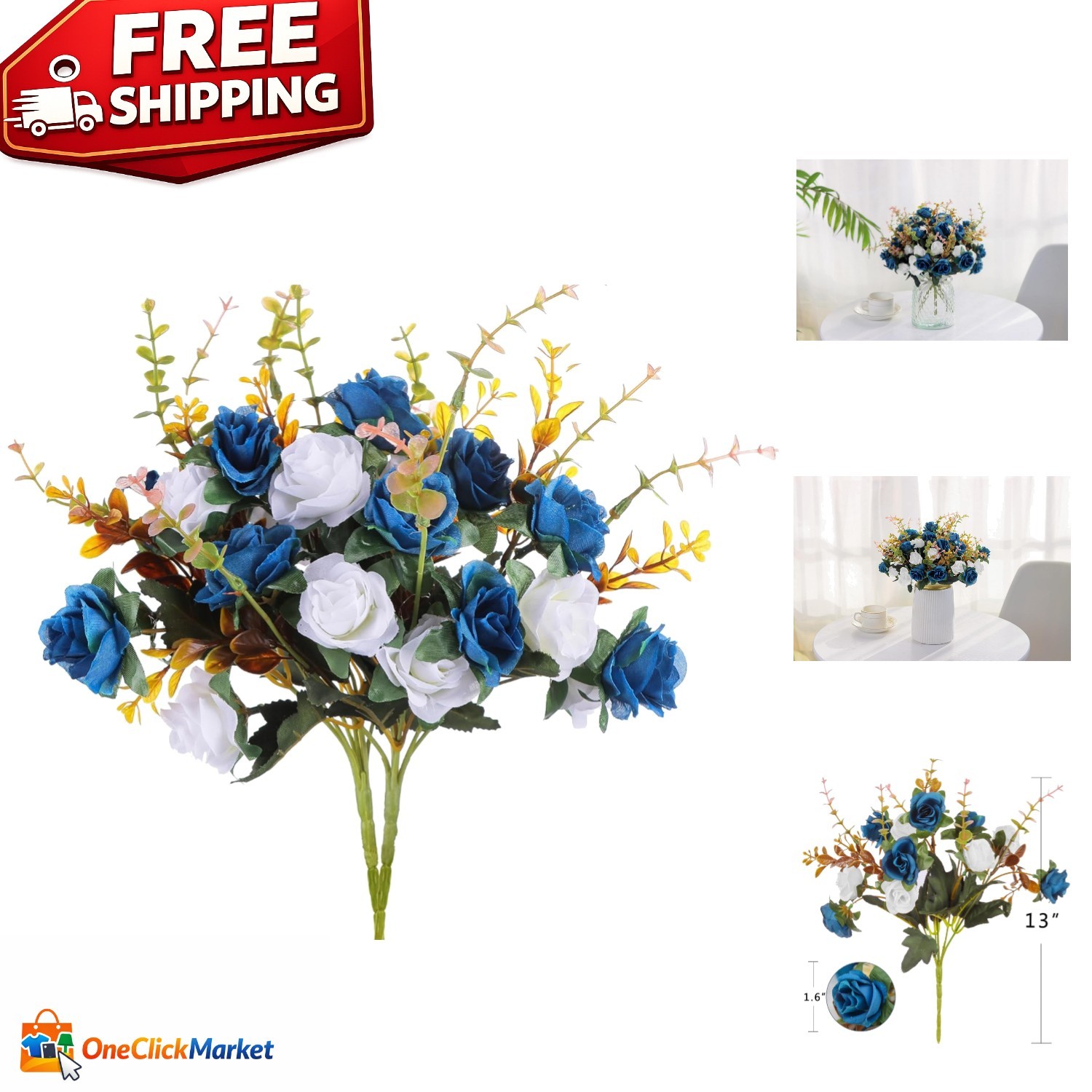 Elegant 24-Piece Dark Blue Silk Roses – Perfect for Home, Weddings, and Events