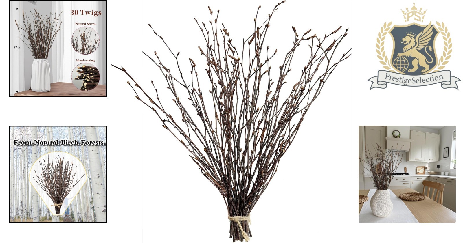 Elevate Your Space with 30-Pcs 17-Inch Birch Twigs – Rustic Home Decor Staples