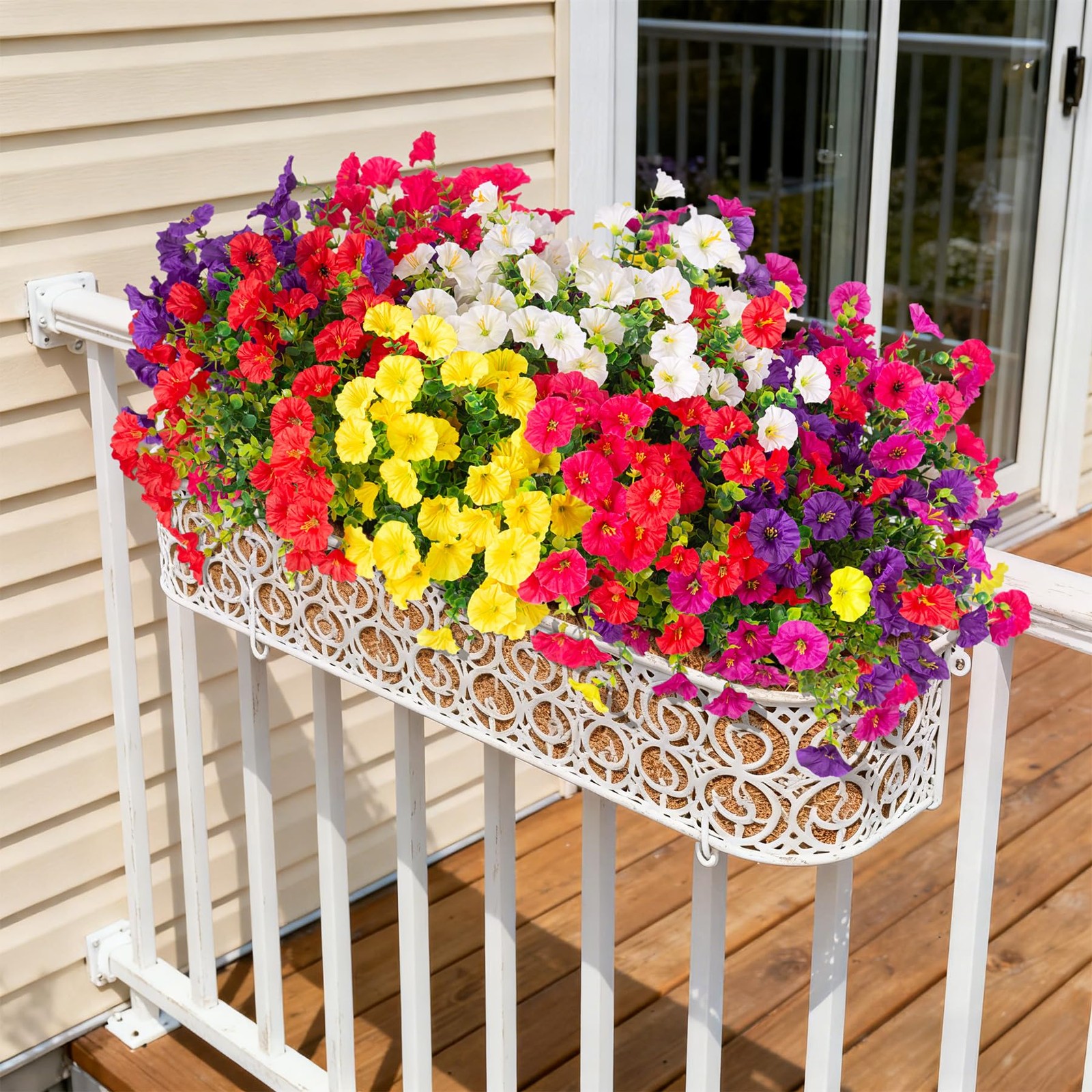 Hrobek Artificial Flowers for Outdoors, 12 Bundles Fake Plastic Petunias Flow…