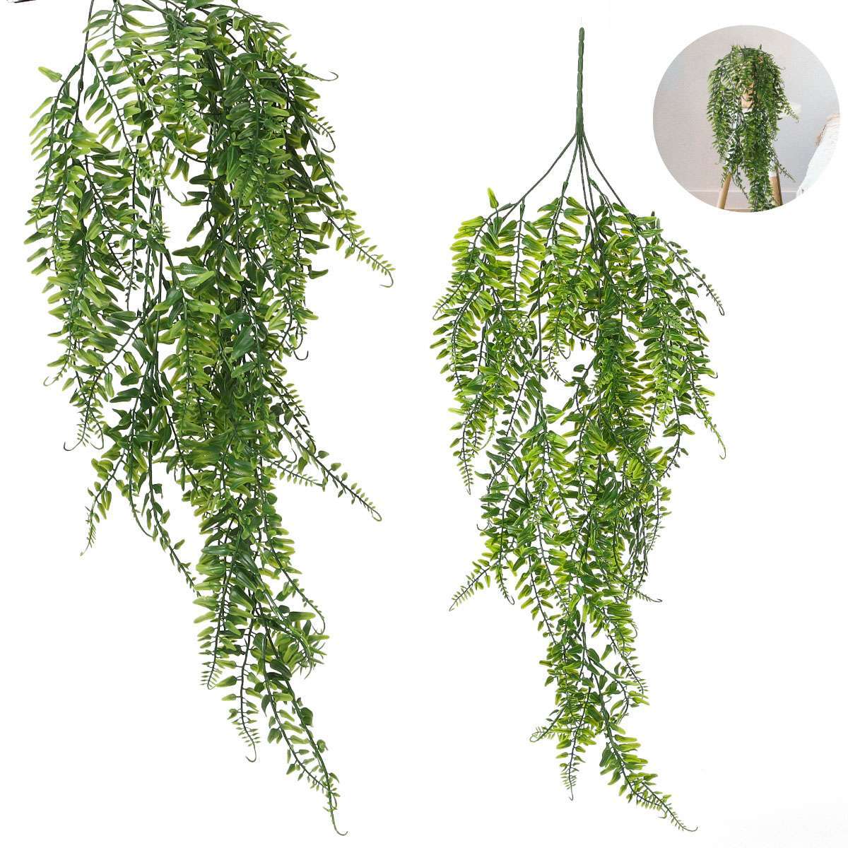 2PCS Artificial Hanging Plants Fake Ivy Faux Greenery Vine Leaves Indoor Outdoor