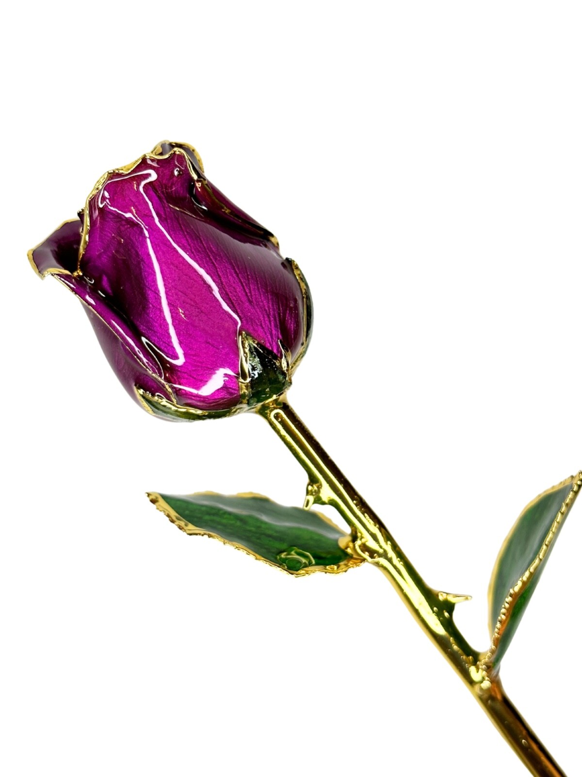 Purple Everrose- Closed 30cm Real Rose Dipped in 24k Gold Foil Rose Valentine