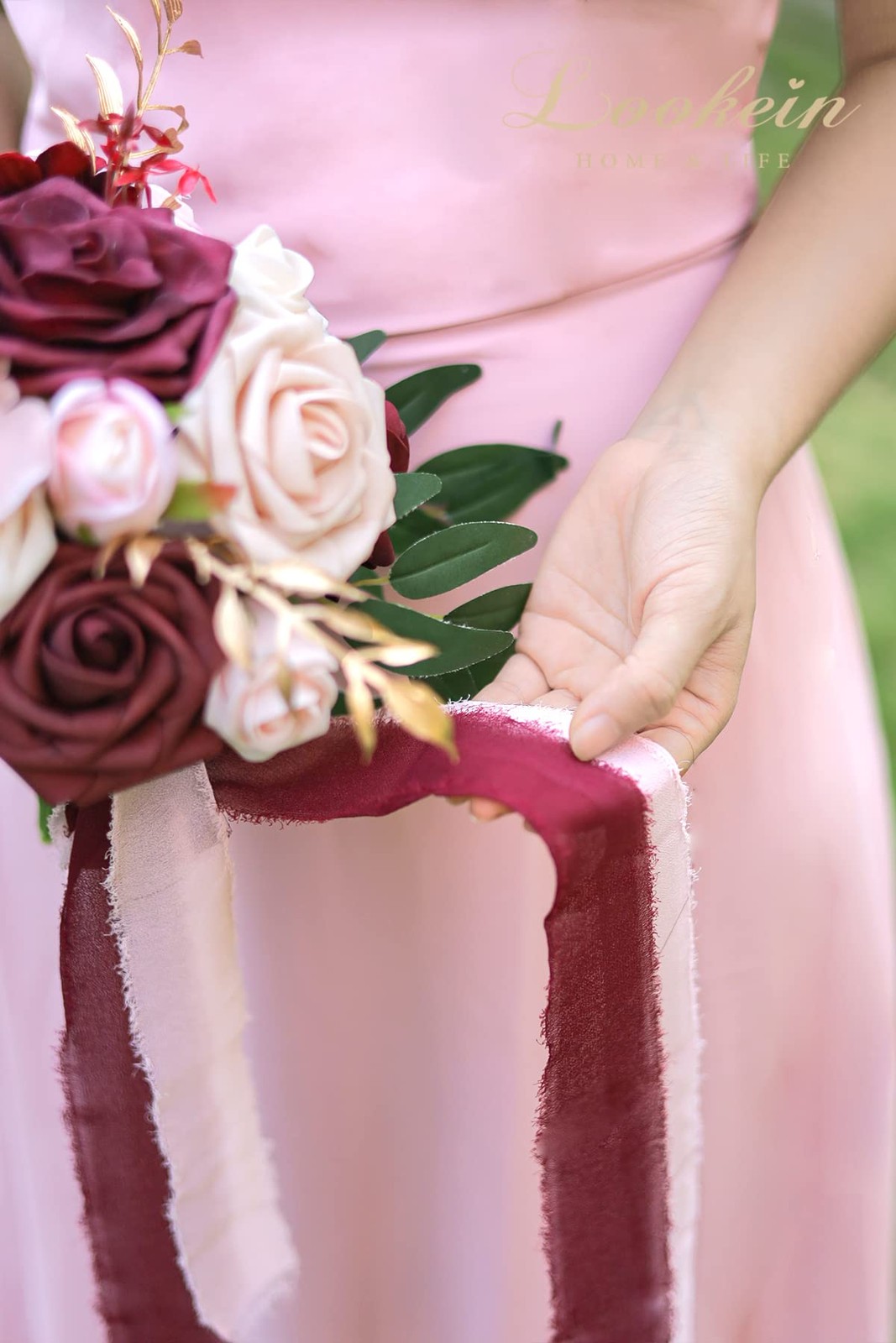 Set of 4 Bridesmaid Bouquet for Wedding 7 Inch Artificial Flowers Bouquet Wed…