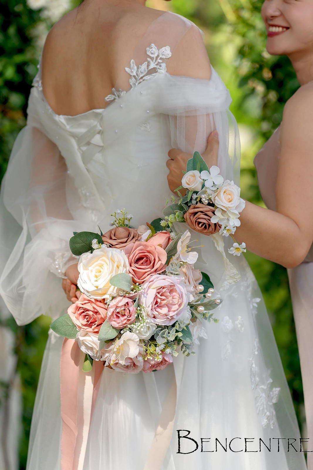 6 PCS Dusty Rose Corsage Wedding Prom Party Hand Flower Bridesmaid Decor