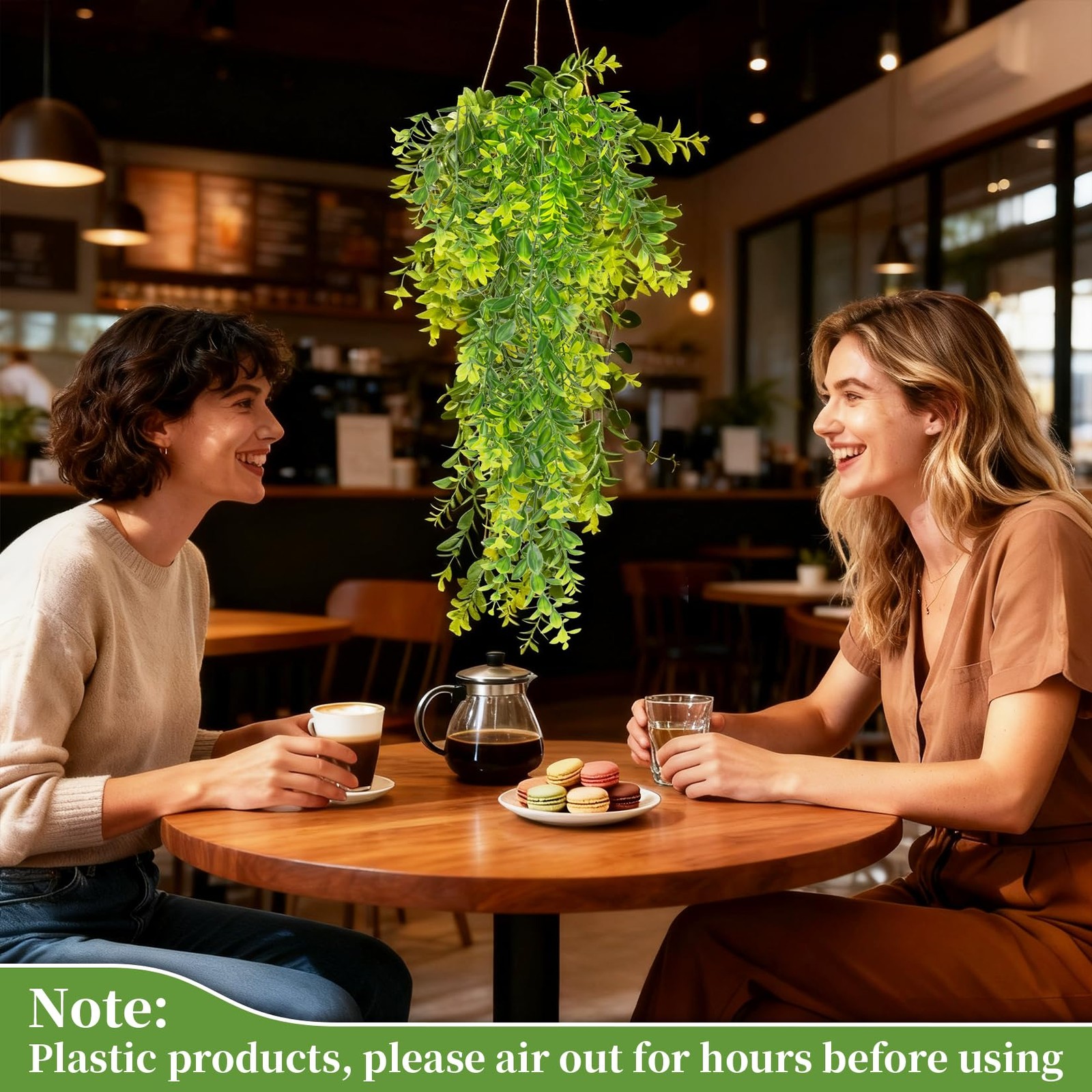 2PCS Fake Hanging Plants – Lifelike Plastic Milan Grass Hanging Lvy Vine, Art…