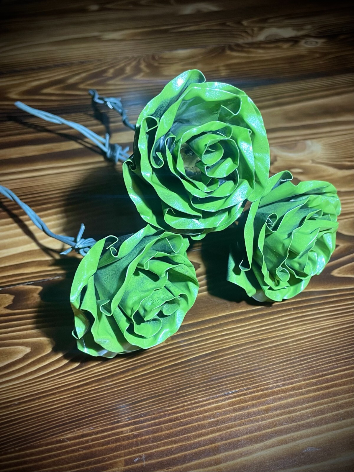 ST. PATRICK’S DAY Hand Crafted Lime Green PEARL metal rose Love GIFTS!