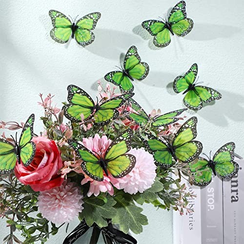 Syhood Pieces Emerald Monarch Butterfly Decorations 4.7 Inch 24 Green