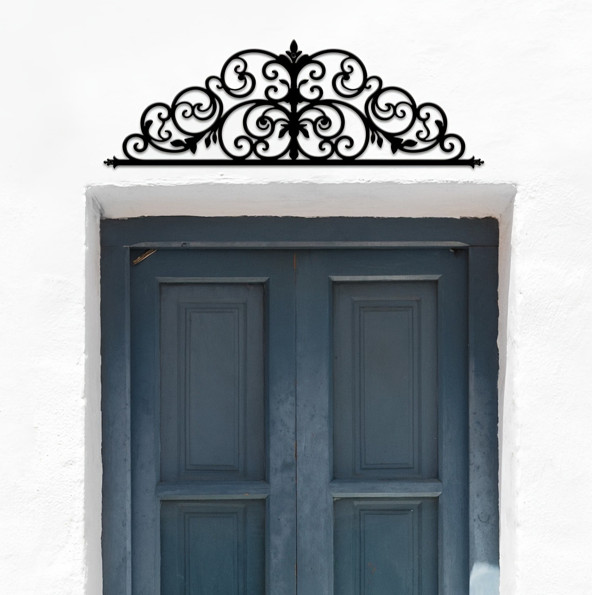 Metal Vintage Floral Wall Over-The-Door Decor Indoor Outdoor Black For Bedroom