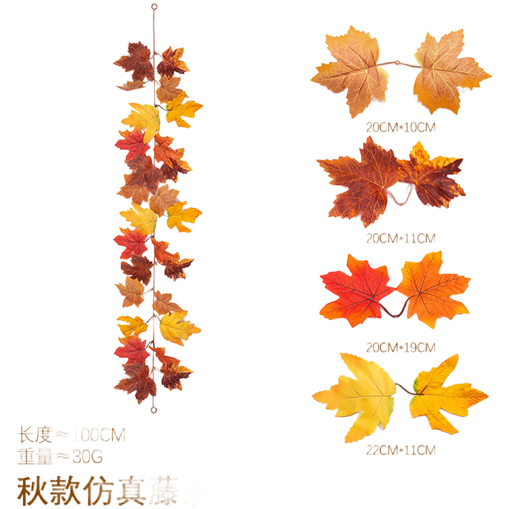Autumn Decor Vine with Realistic Maple Leaves Faux Silk for Mantel Entryway