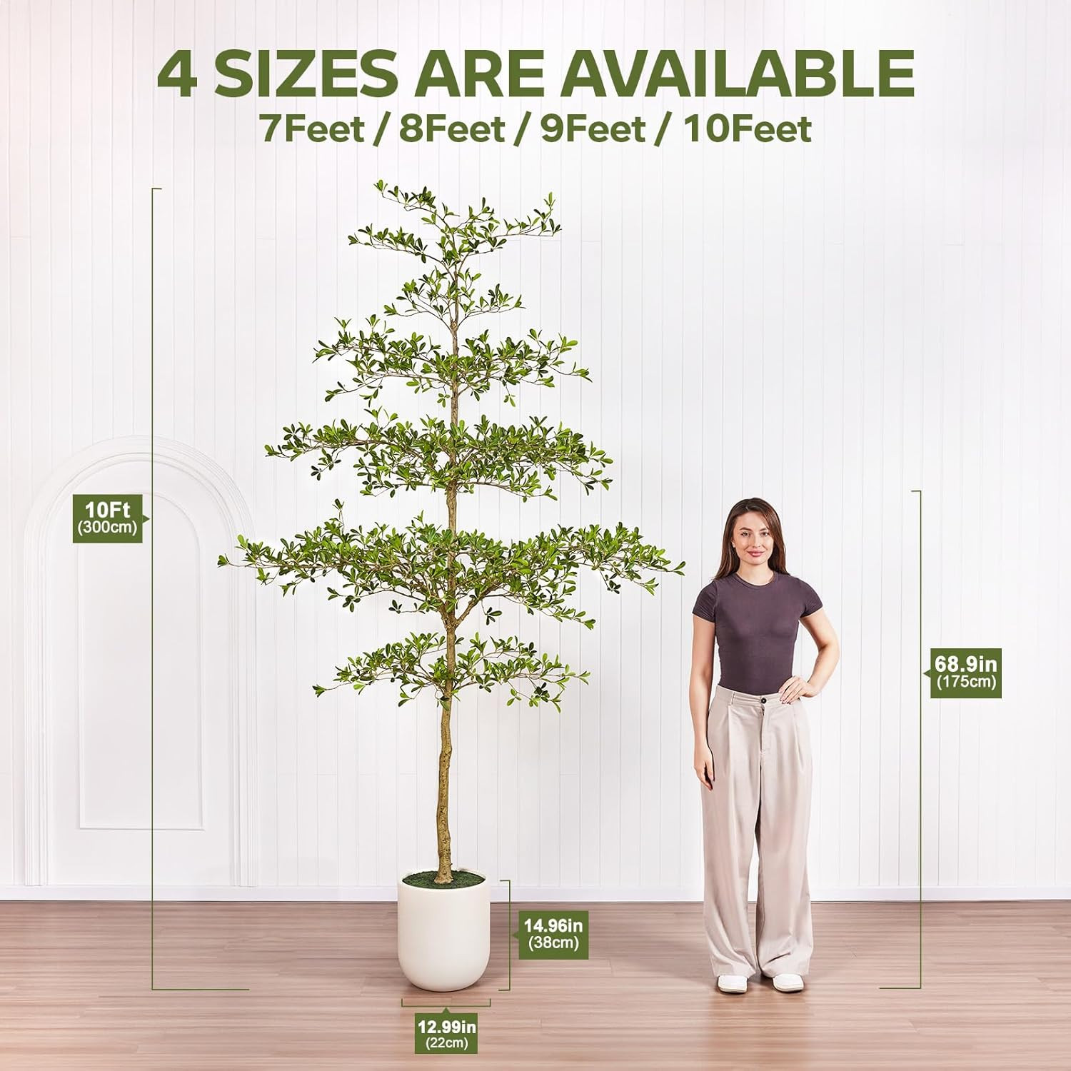 9FT Faux Black Olive Tree with White Planter – Elegant Indoor Decor