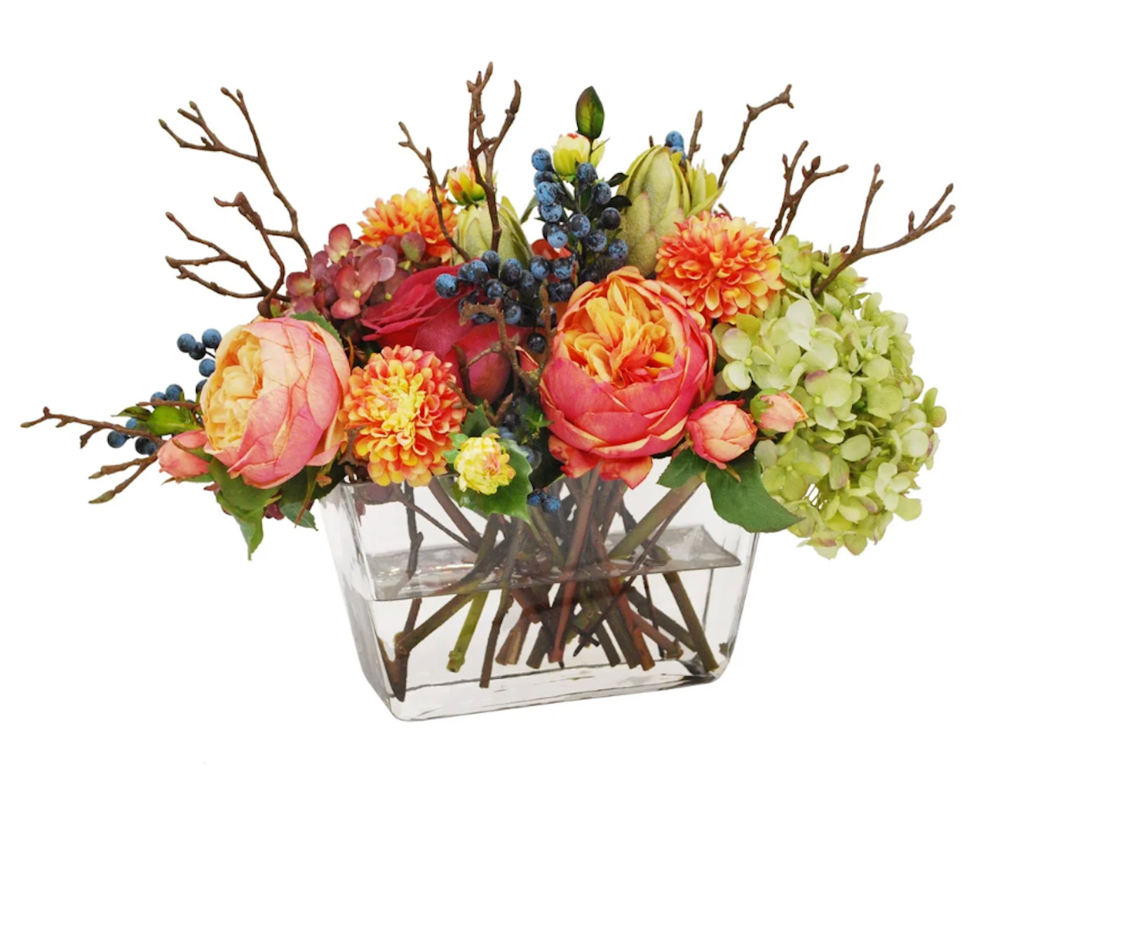 Winward Rose & Hydrangea Highest Quality Silk Floral in faux water arrangement