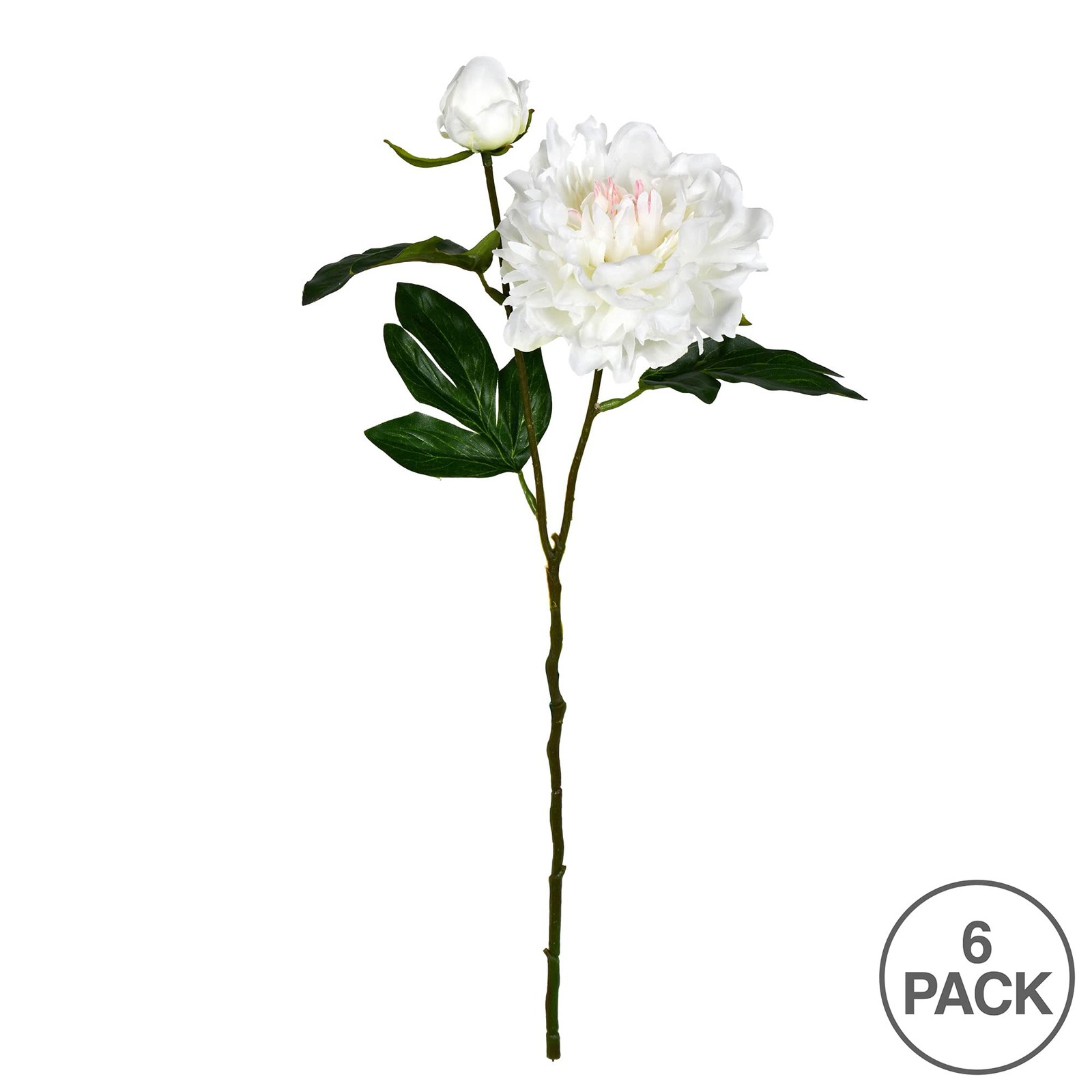 Vickerman 16″ Fabric Artificial Peony Spray in Pink/Cream (Set of 6)