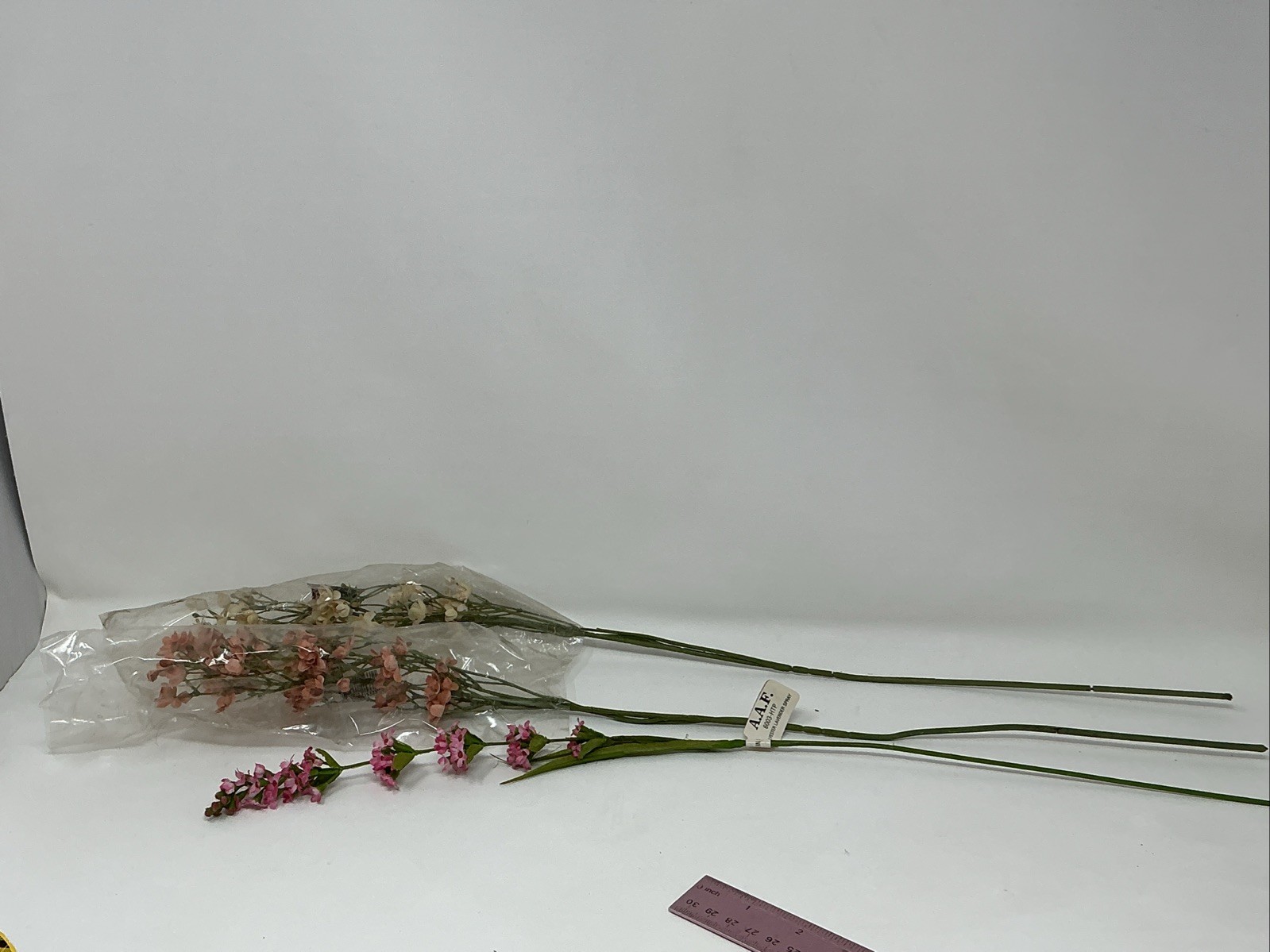 Crown Gypsophilia Peach and Off White 22” Lavender Spray Pink 20” 3 Picks NOS